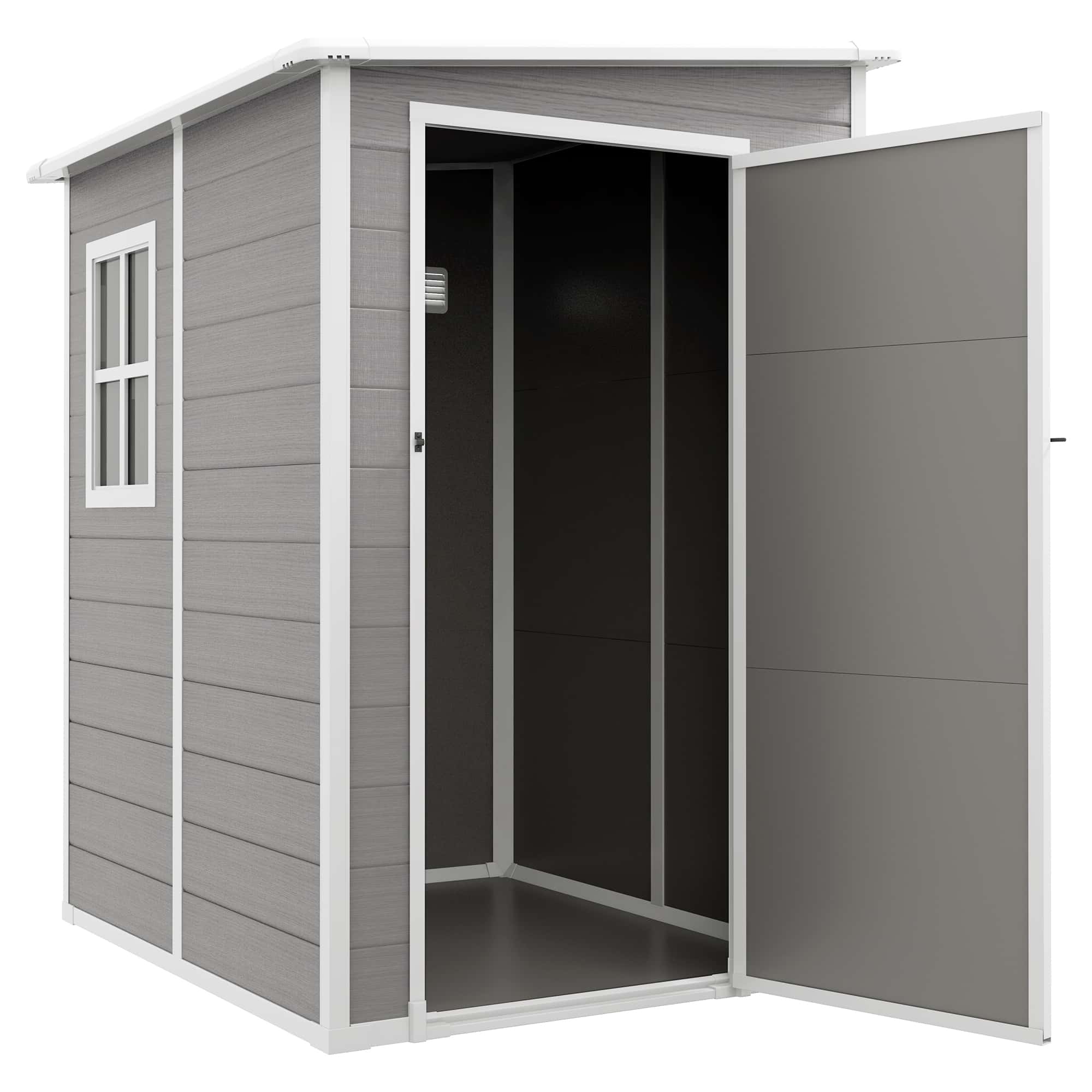 4goodz Aluminium Aanbouw Tuinschuur - 122x149x192/177 cm - Grijs/Wit