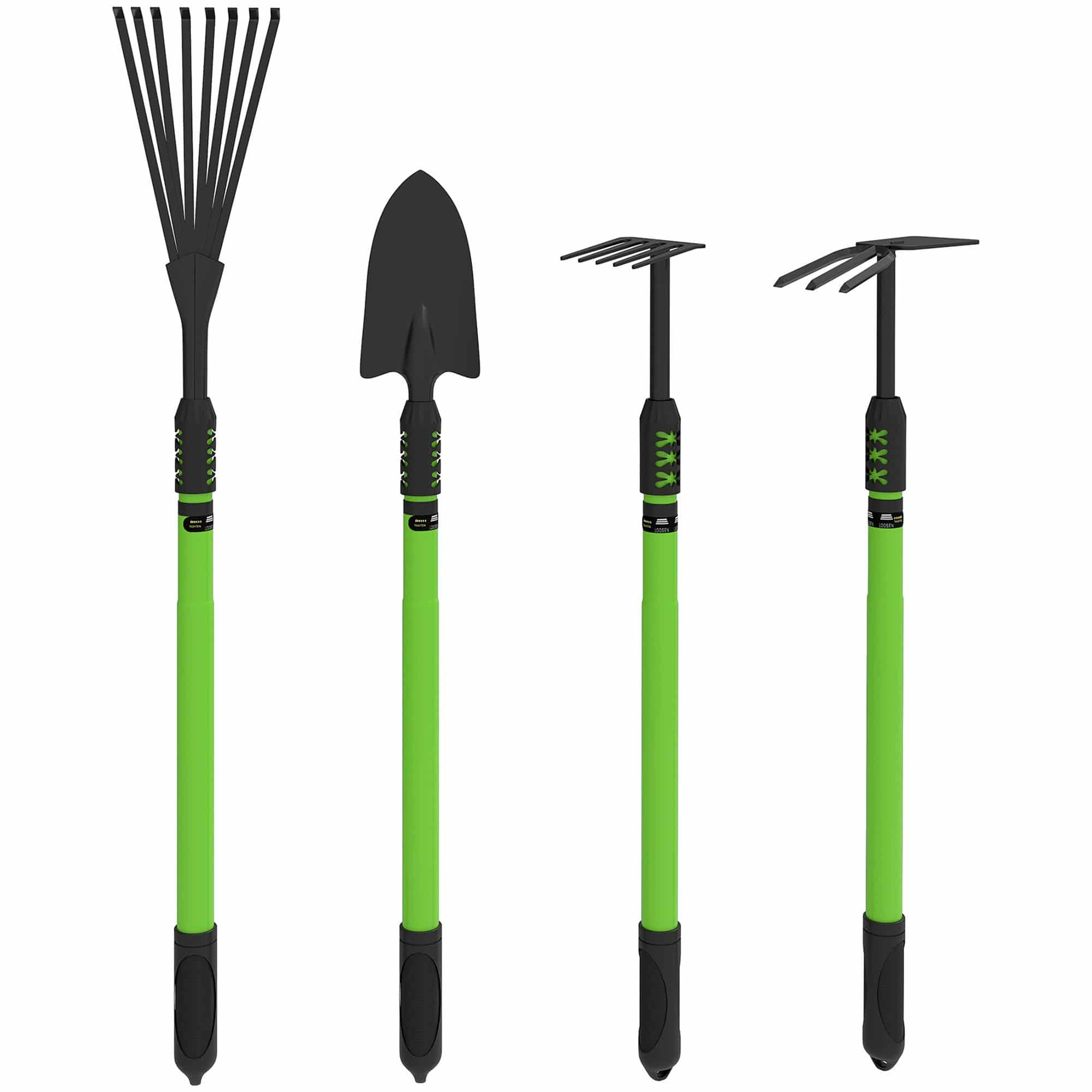 4goodz Uitschuifbare Tuingereedschapset 4 Stuks met Scheppen en Harken