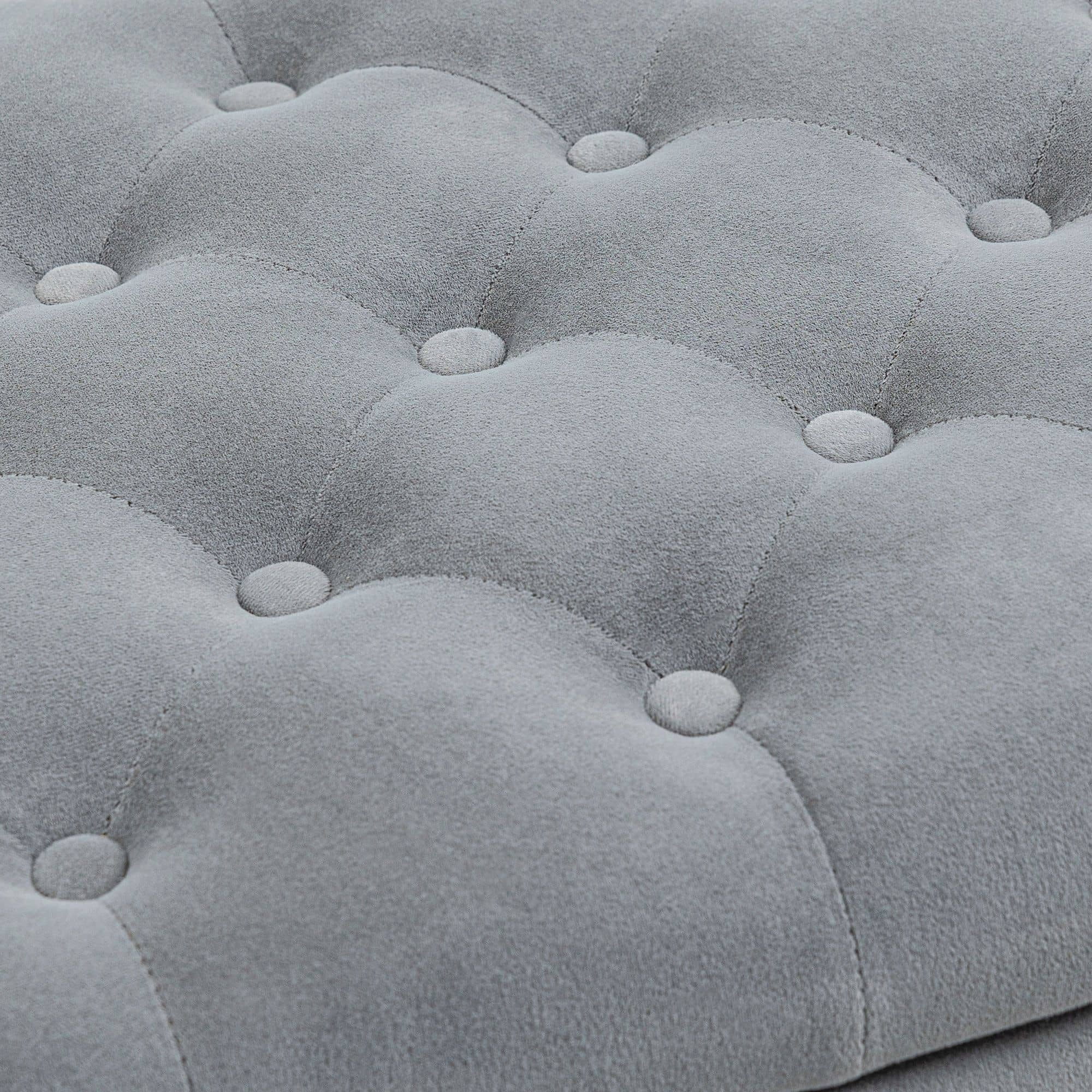 Klassieke Bedbank met Knoopstiksel 48x126x57 cm - Grijs