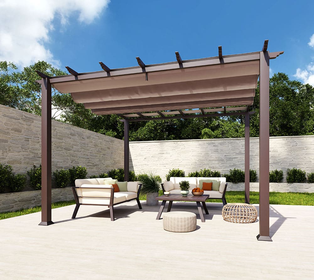 Paragon Outdoor Aluminium Pergola Florida 1111 - Houtlook - 350x350x235cm - donkerbruin