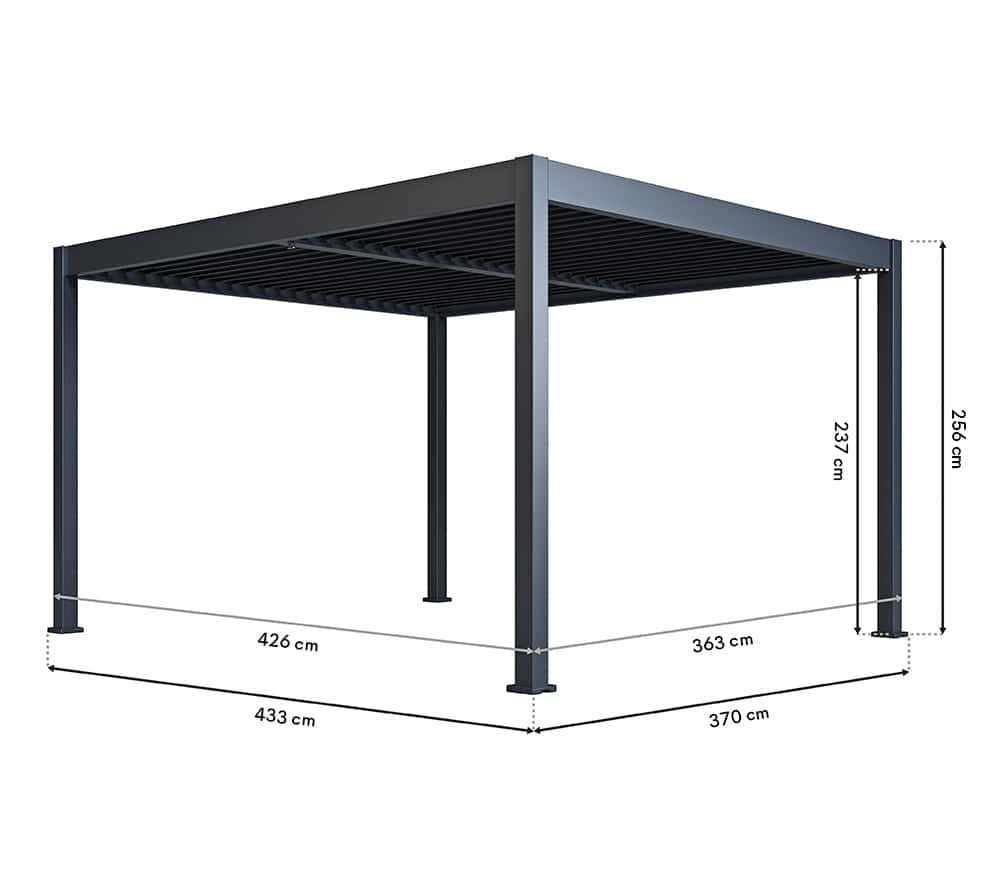Paragon Outdoor Aluminium Paviljoen Grand Tuscan Lamellendak - 3,7x4,3 meter