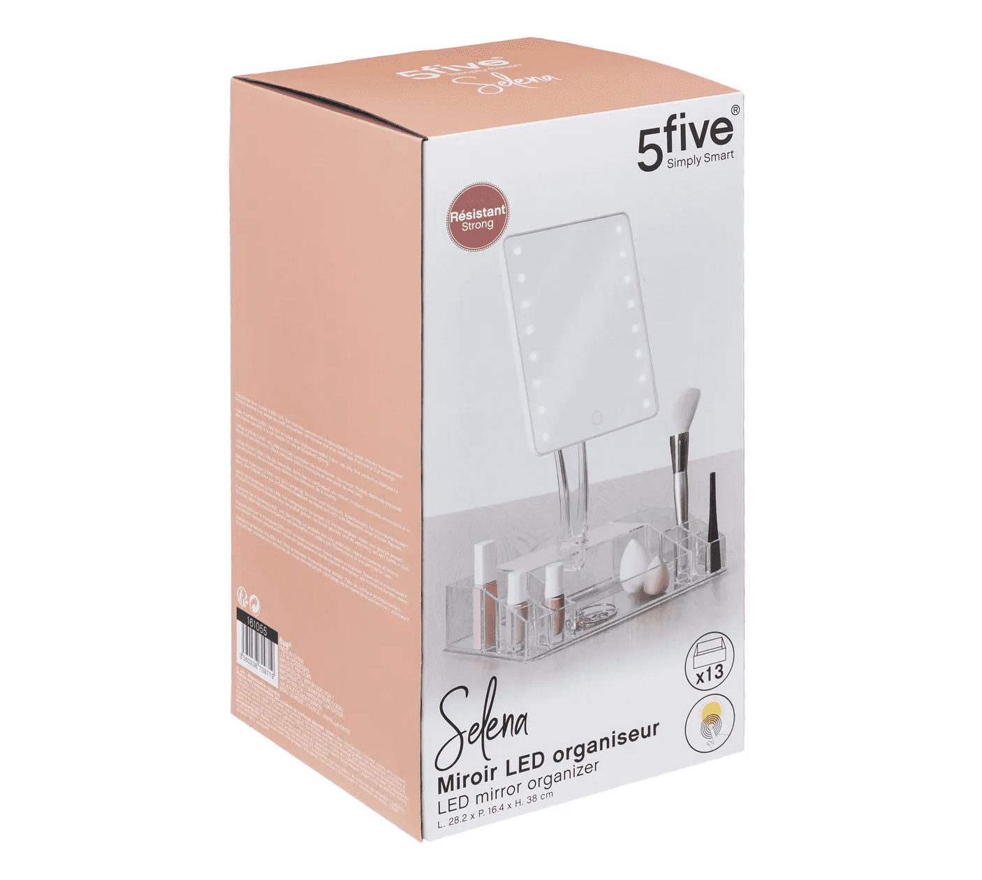 Make-up spiegel met LED en opbergbakjes 28x16x38cm