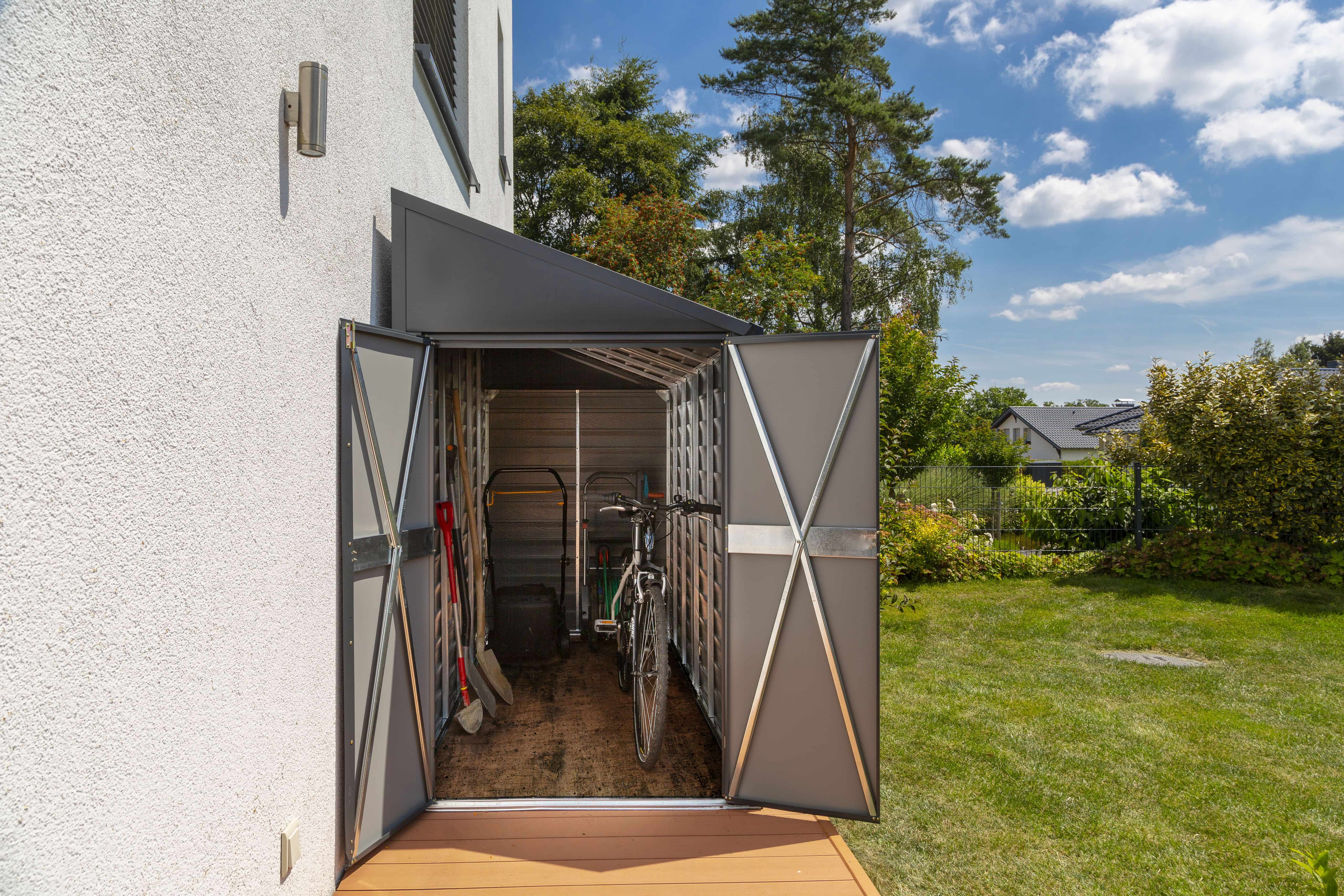 Spacemaker Metalen Gereedschapsschuur 410 - 124x295x208 cm - Grijs