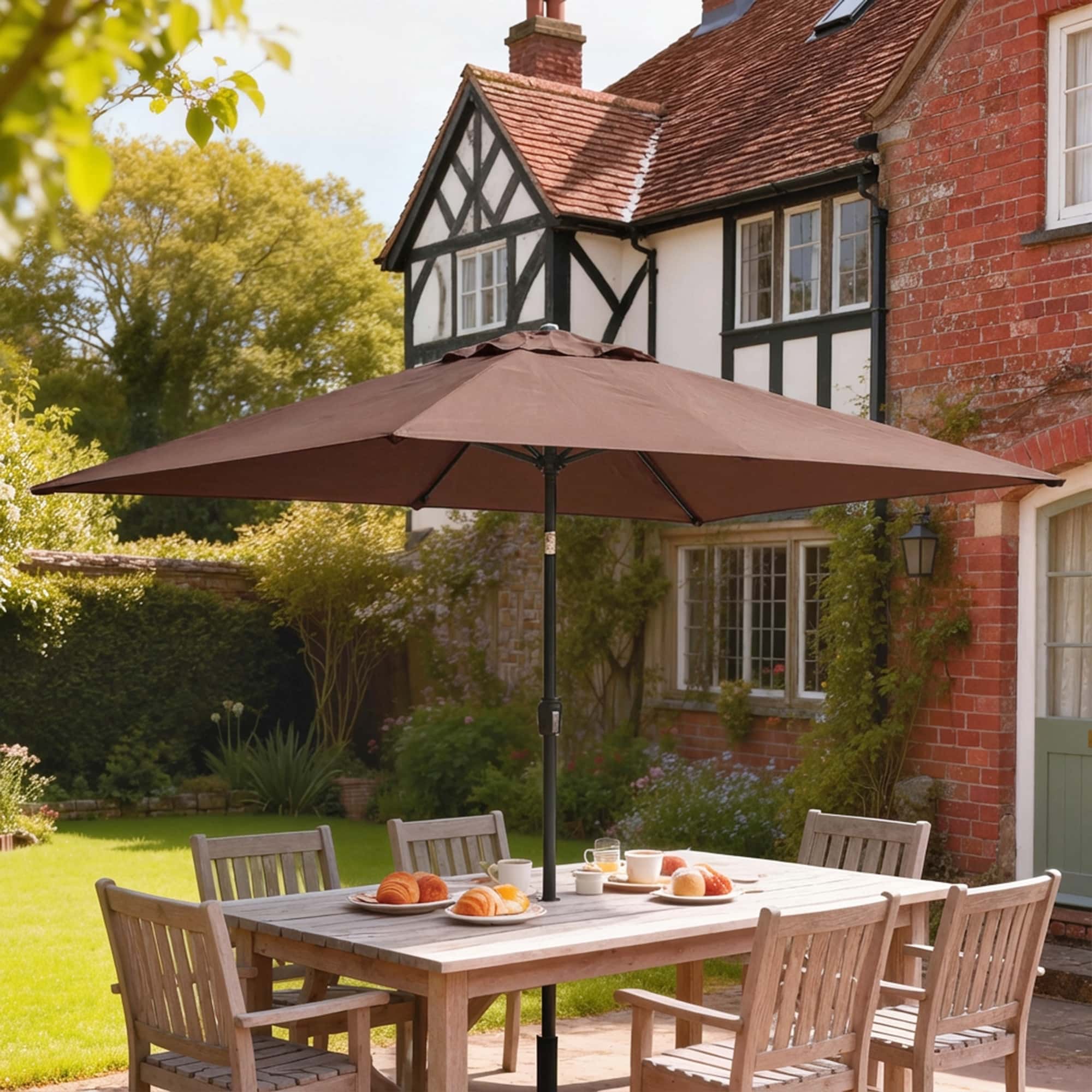 4goodz Parasol 300 x 200 cm - kantelbare balkonparasol met draaihendel - Bruin