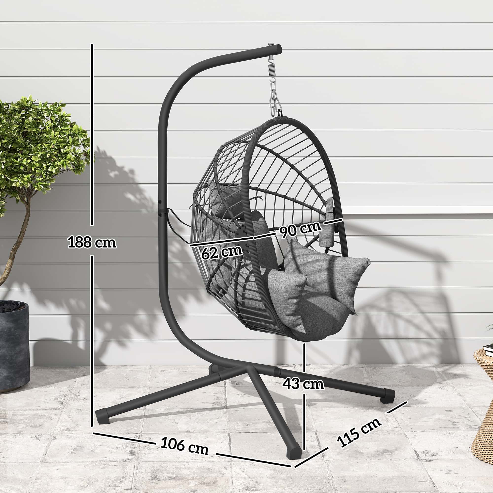 4goodz hangstoel voor binnen of buiten inclusief kussen 120x106x188 cm - Grijs