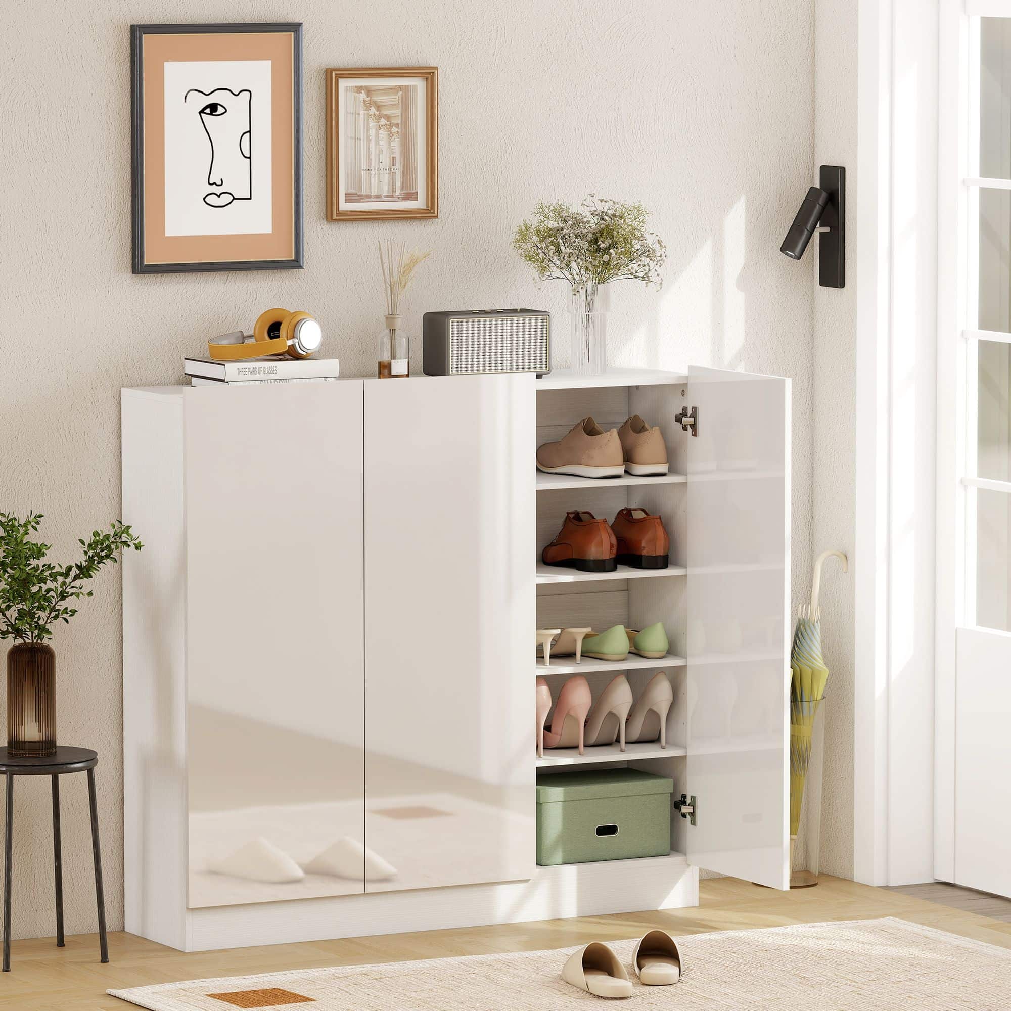 4goodz Schoenenkast 20-30 paar schoenen - Hoogglans Wit