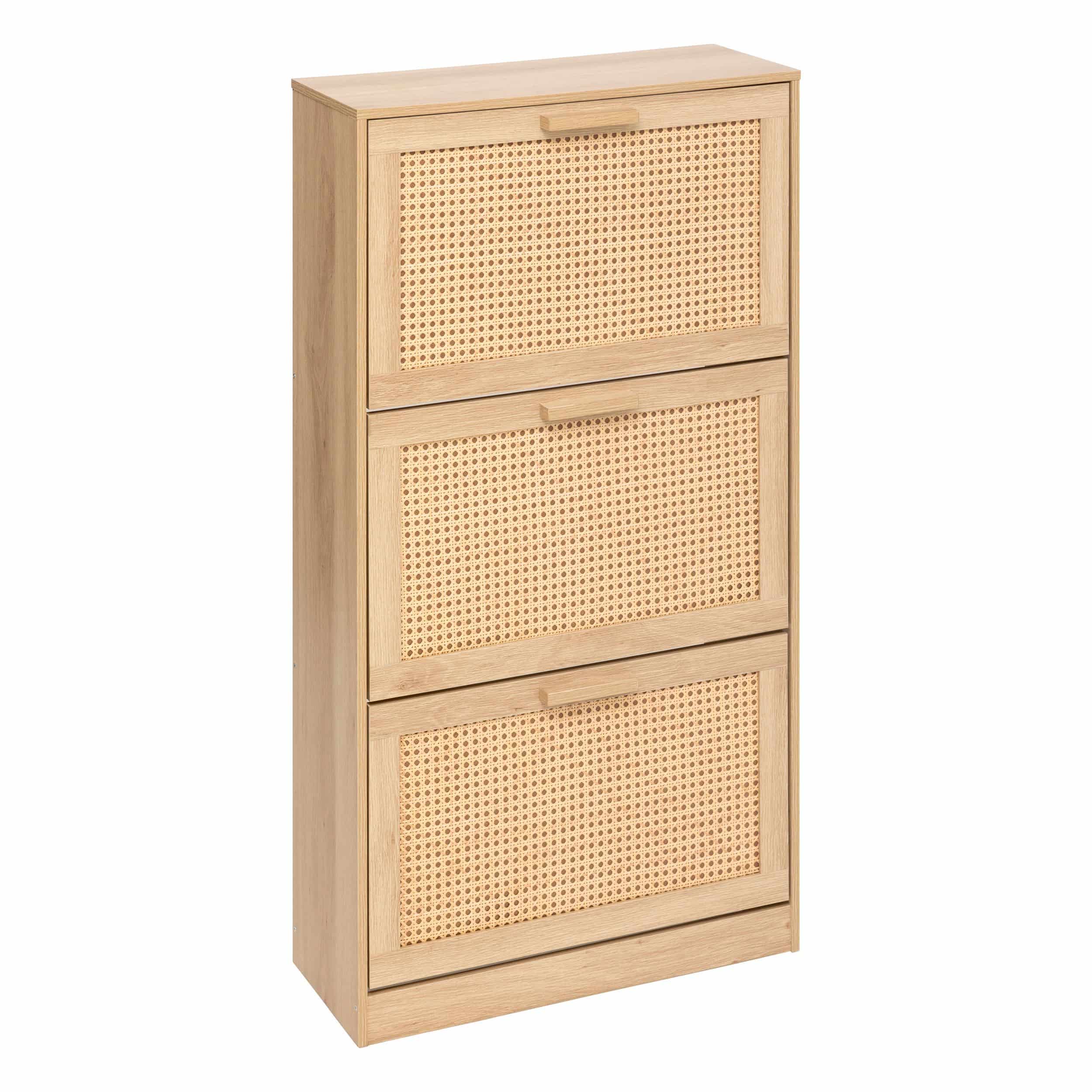 4goodz Schoenenkast Ubud - 24x60x113 cm - 3 lades voor 12 paar - Bruin