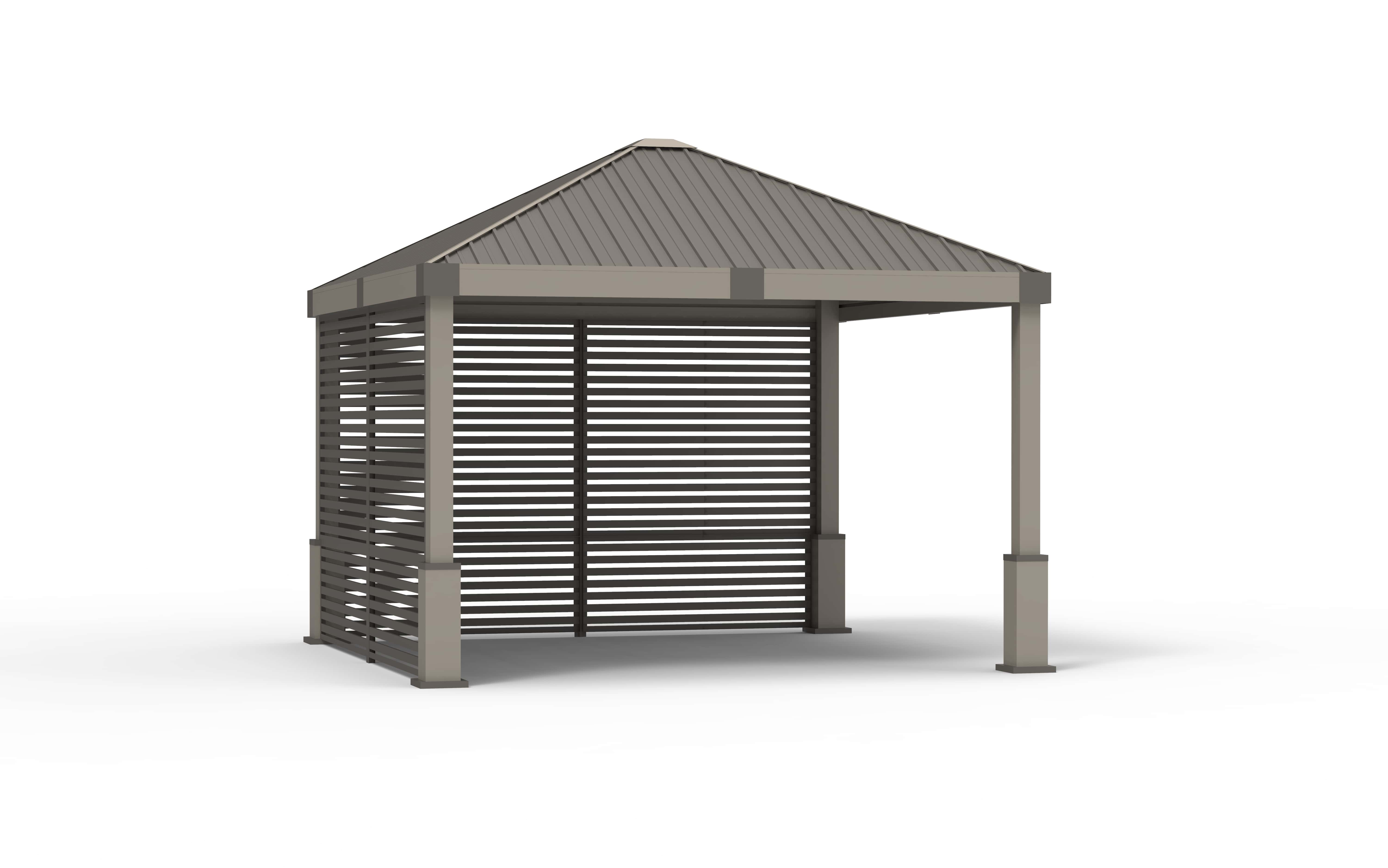 Sojag Nanda Aluminium Paviljoen incl. zijpaneel 363x363x313 cm - Champagnekleurig
