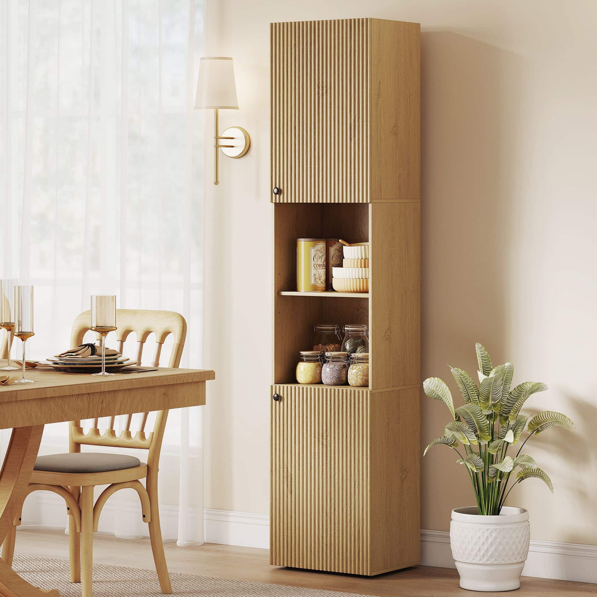 4goodz Panel Hoge badkamerkast - kolomkast - 2 deuren - 2 open schappen