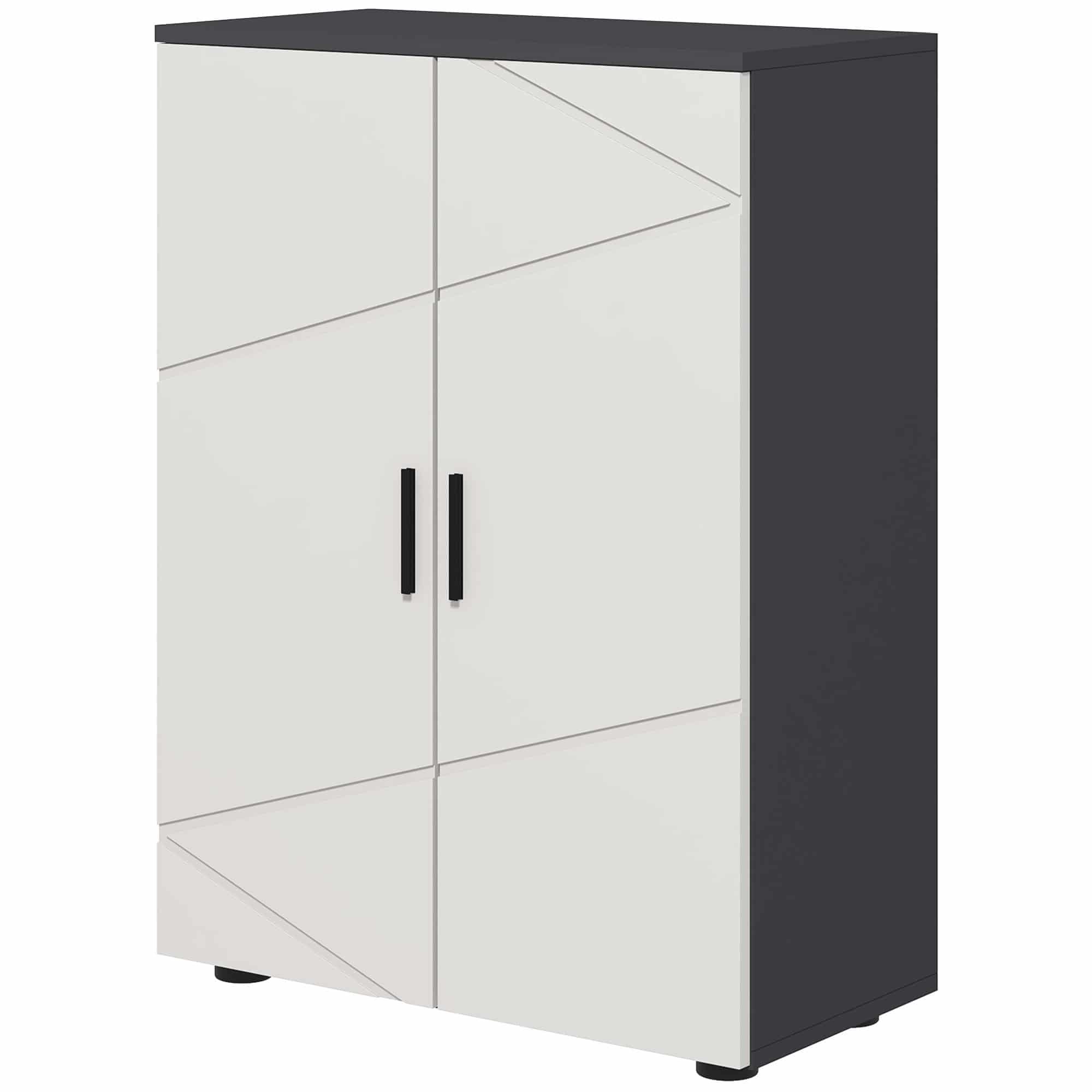 Badkamerkast halfhoog 2 deurskast 30x60x80 cm - Antracietgrijs / Wit