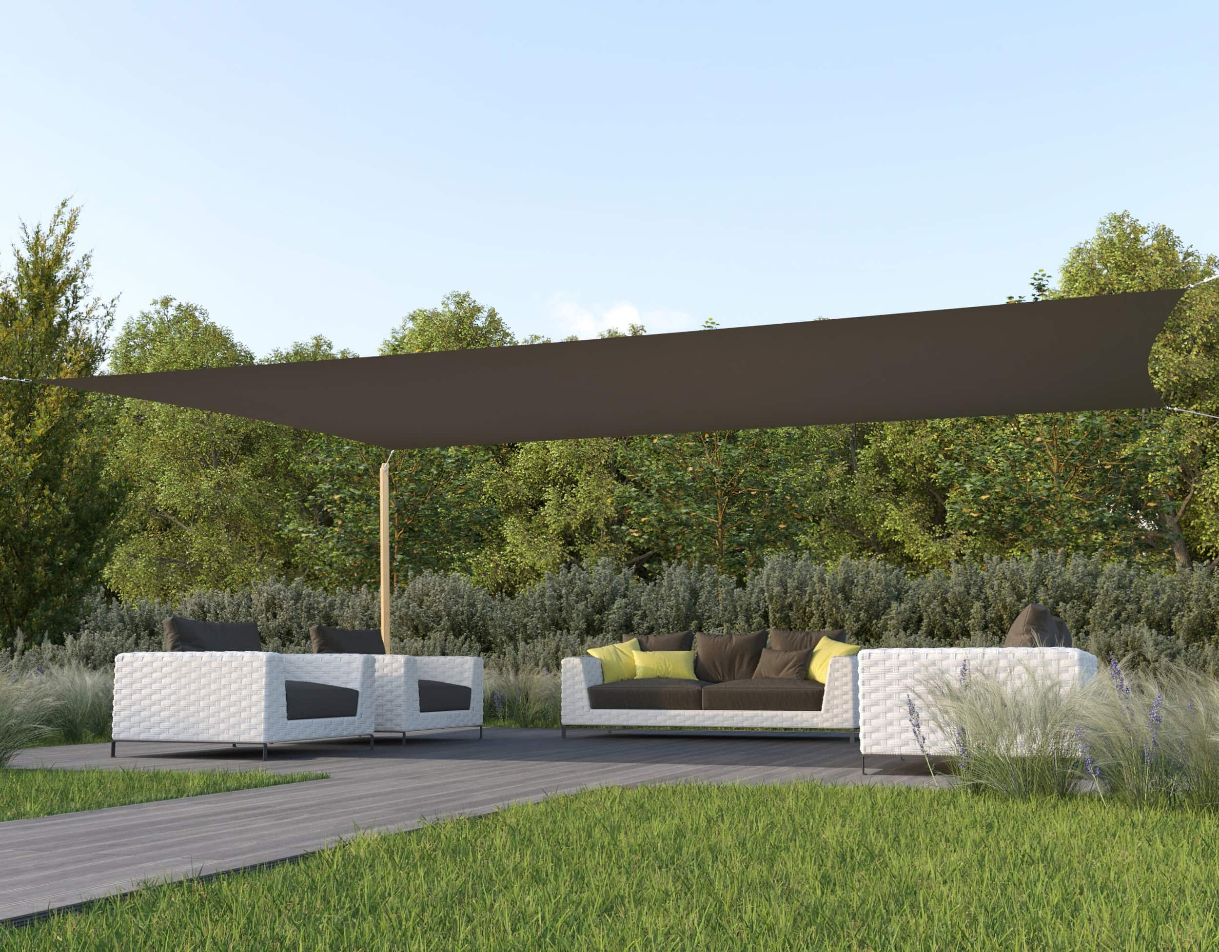 hanSe® Schaduwdoek Rechthoek Waterdoorlatend 5x8 m Zonnedoek Taupe