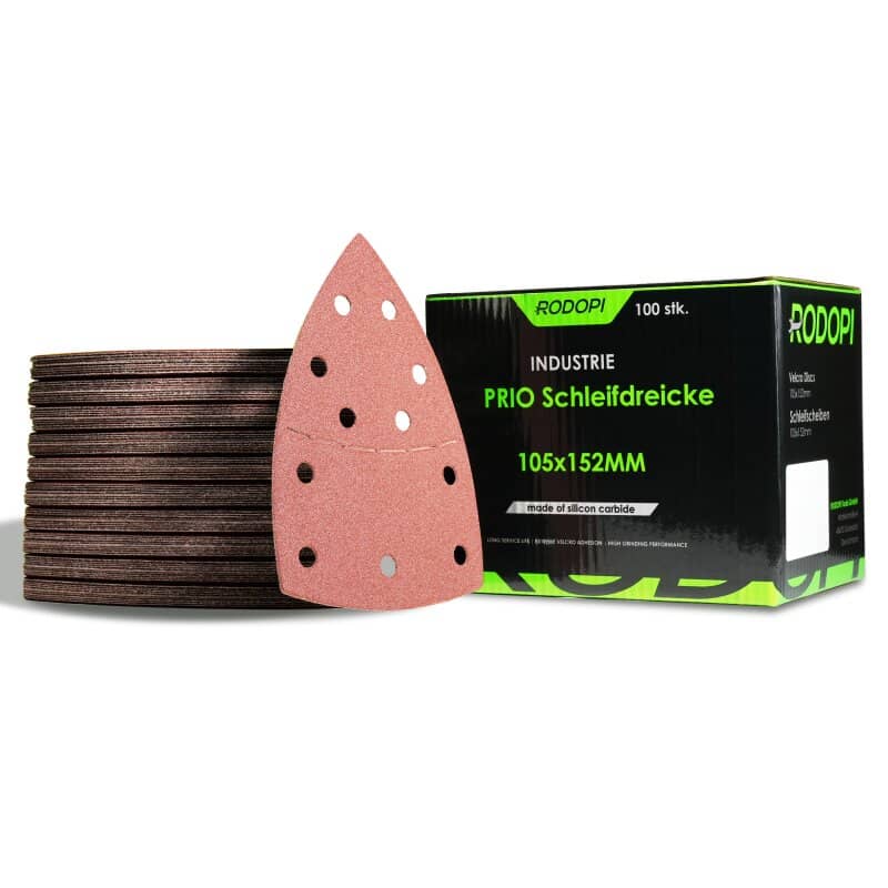 Rodopi® 100x Korrel 240 Multi-Schuurpapier Driehoek 105x152 mm - Industrieel