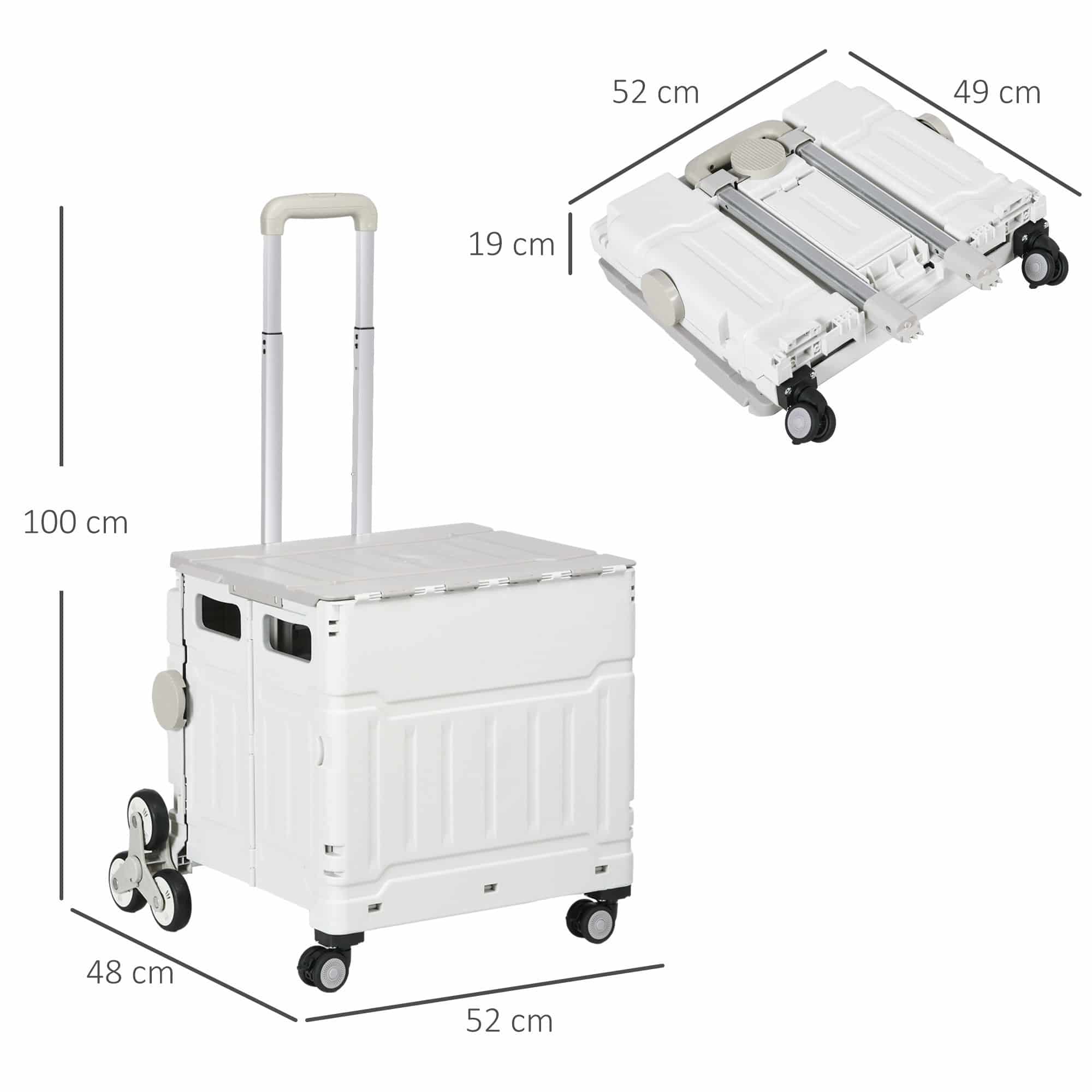 4goodz Winkelwagen Vouwkrat Trapklimmer Opvouwbaar max. 65 Kg Belastbaar - Wit