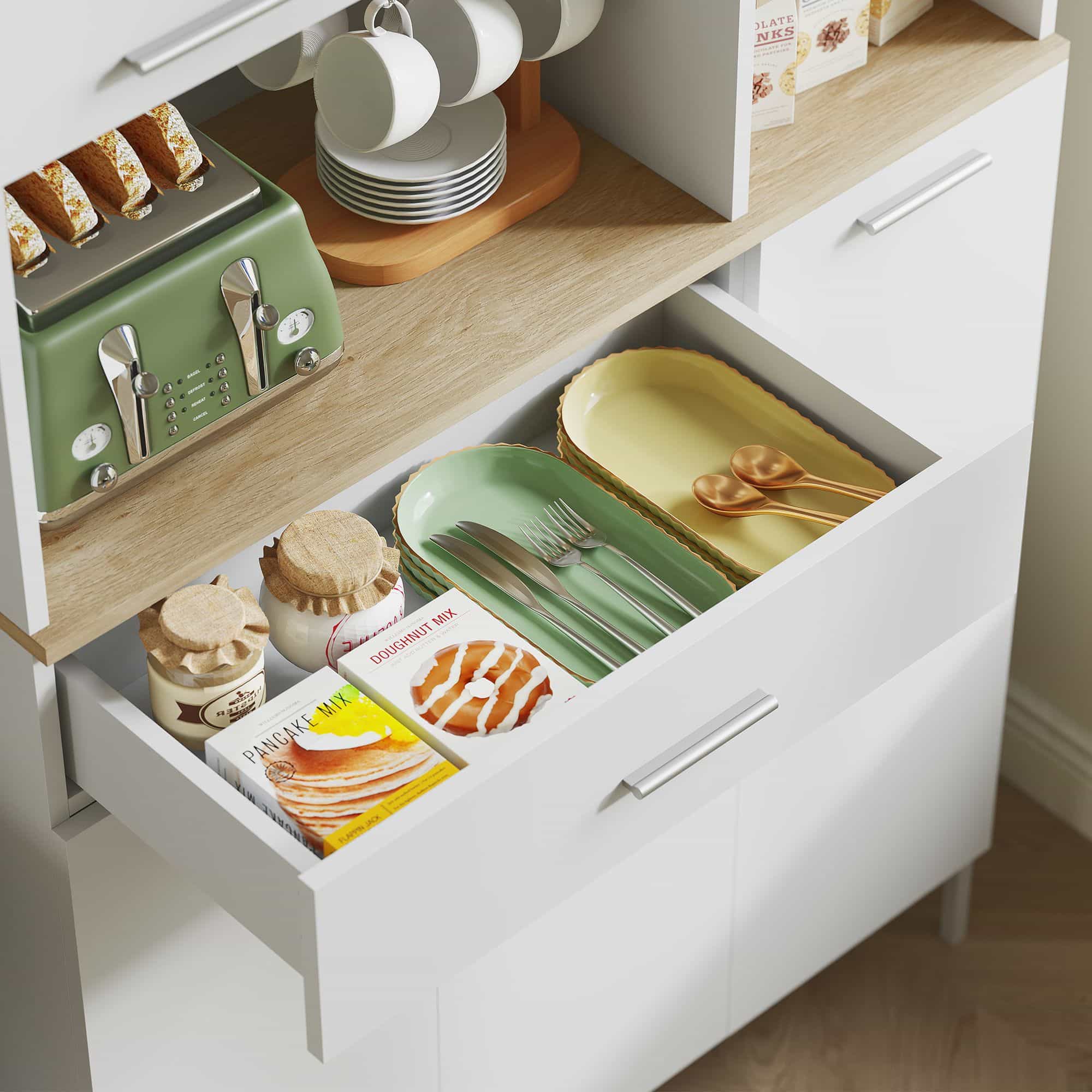 4goodz Keukenkast met open schappen en 5 deuren - MDF - Wit