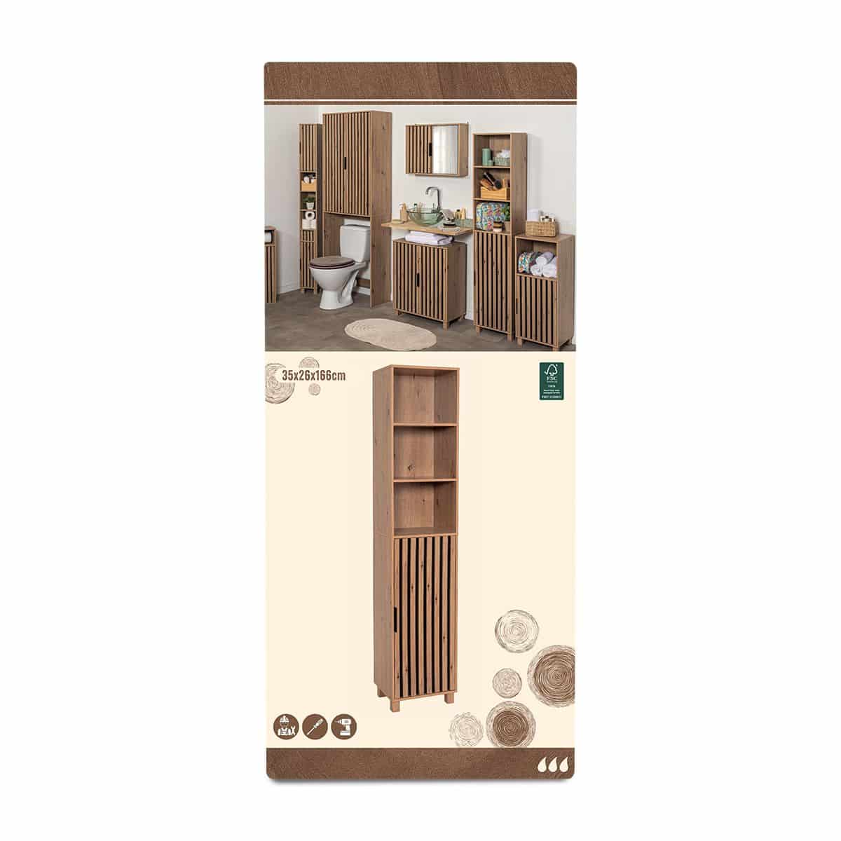 4bathroomz Parma Badkamerkast Hoog - Kolomkast in Paneel design - Bruin/Zwart 4bathroomz Parma Badkamerkast Hoog - Kolomkast in Paneel design - Bruin/Zwart