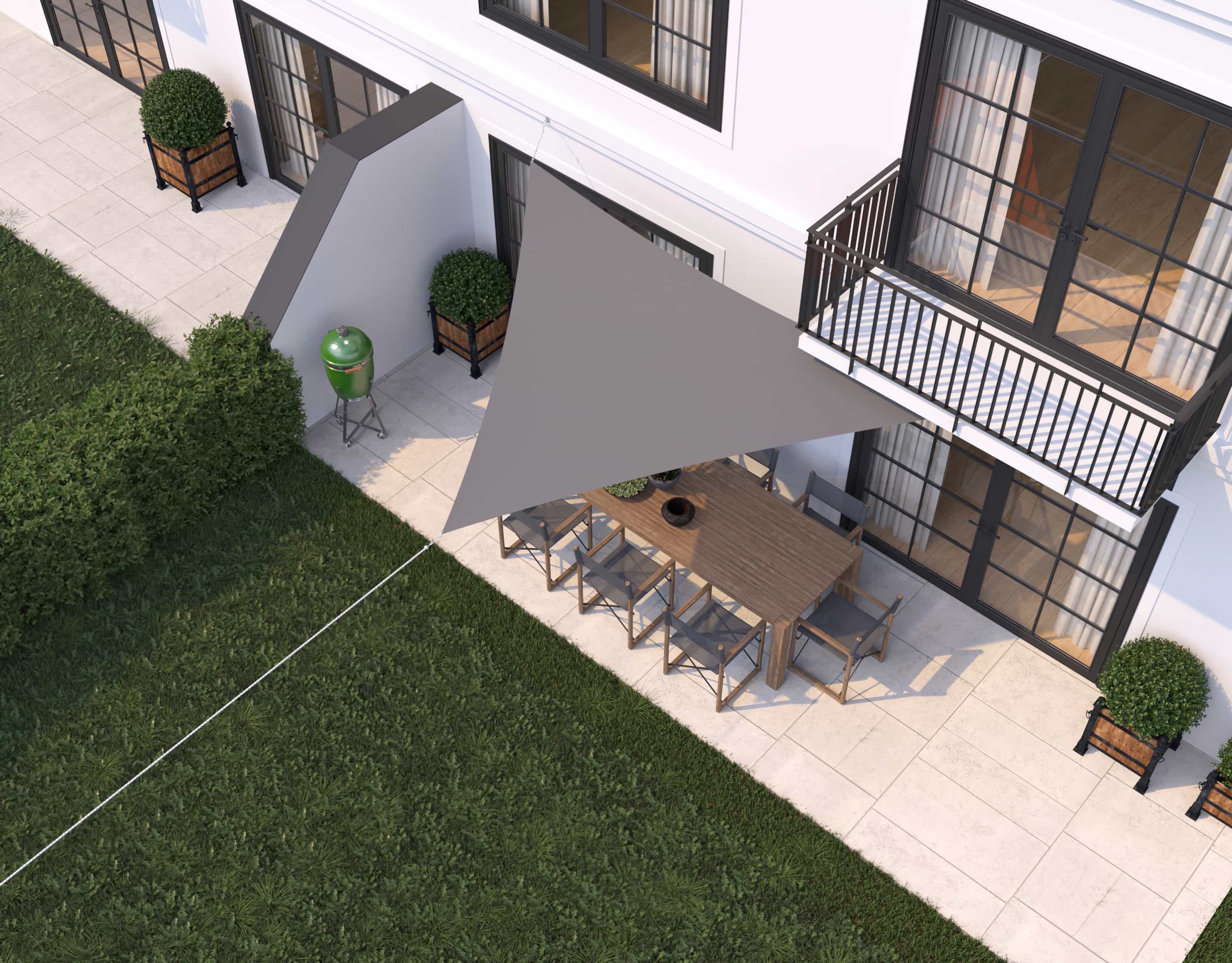 hanSe® Schaduwdoek Driehoek Waterafstotend 4x4x4 m Zonnedoek Grijs