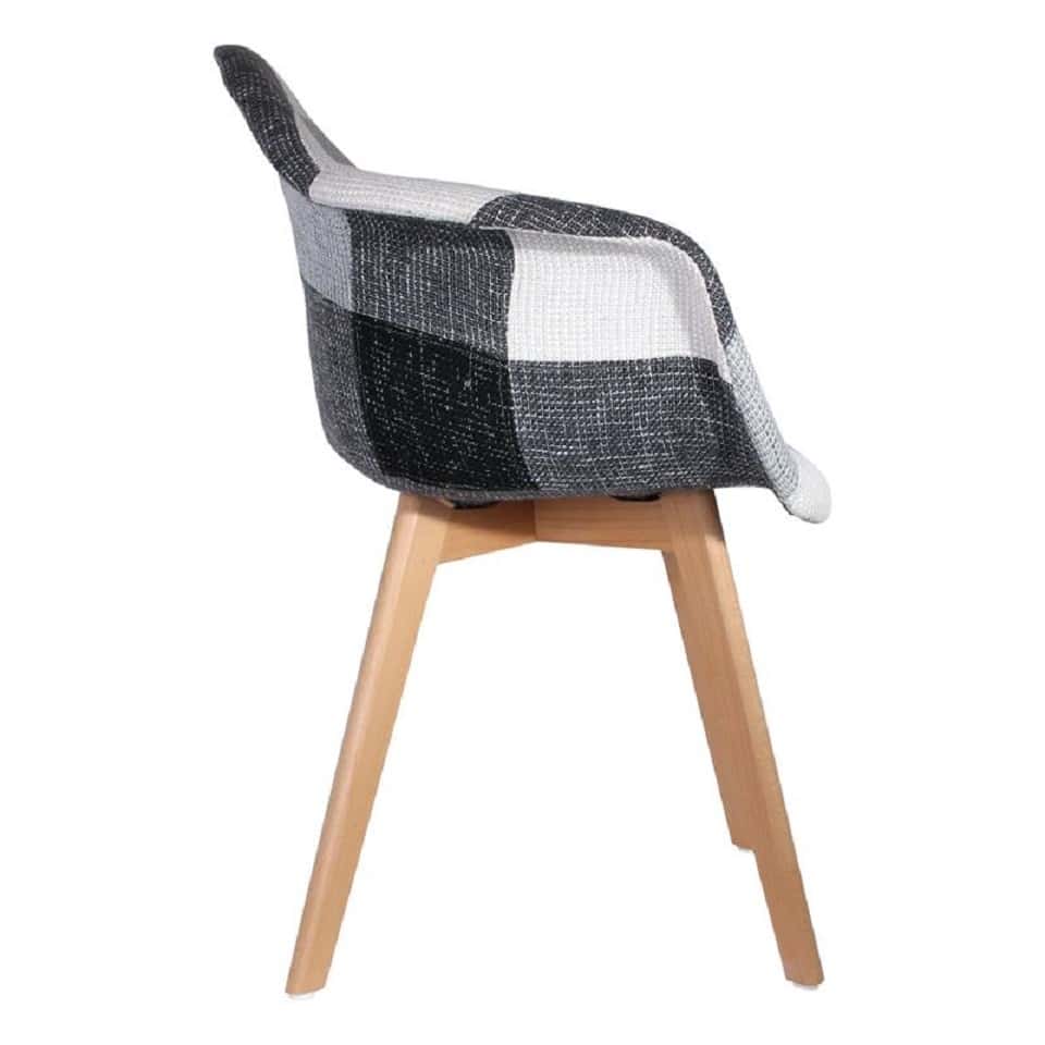 4goodz Malmo Patchwork Eetkamerstoelen 2 stuks Armleuning - Grijs