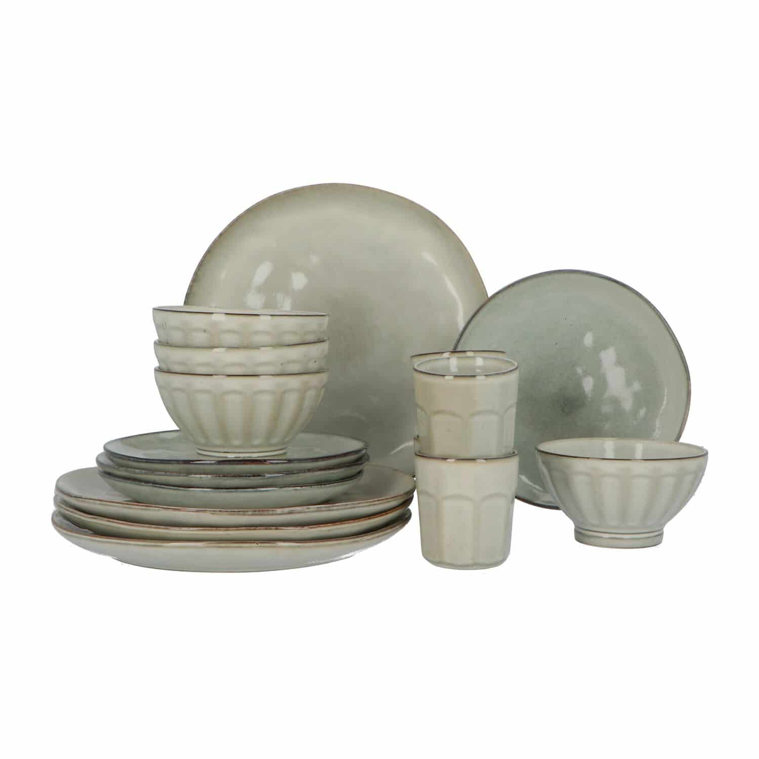 Servies 16 delig 4-persoons - Reactive Glaze Grijs