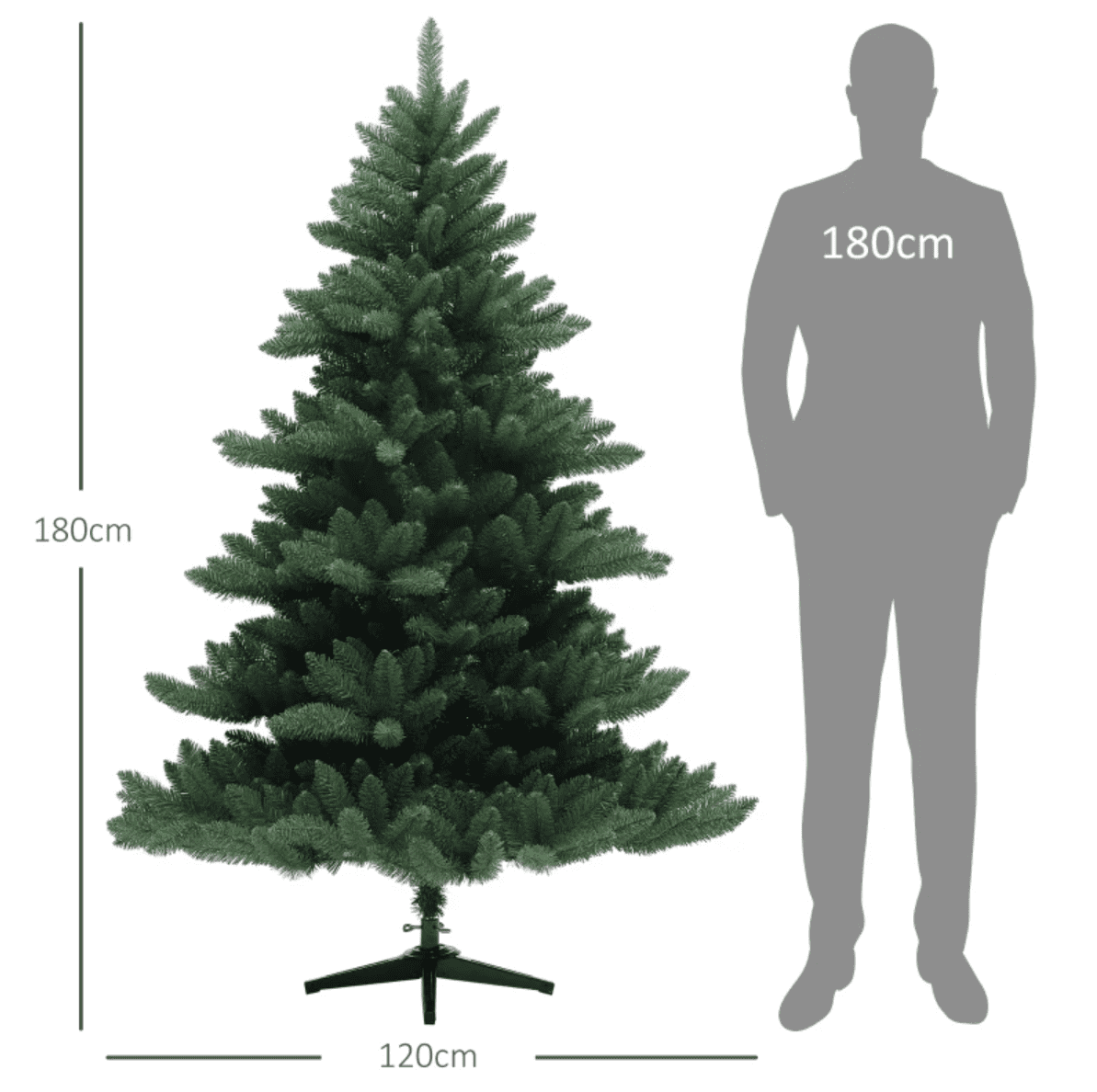 Homcom Kerstboom Nordmann-spar - 180 cm - Ø120 cm Breed