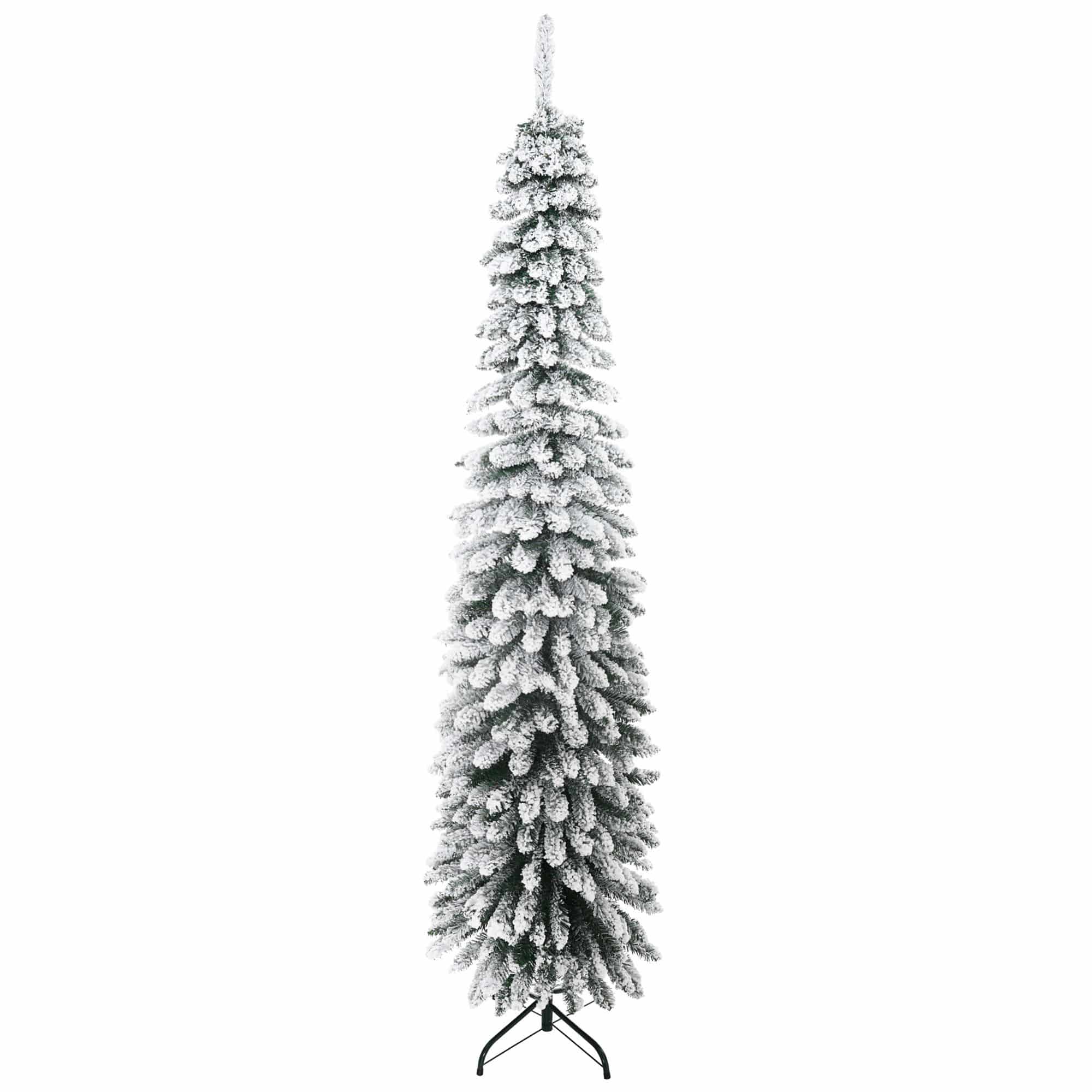 Homcom Kerstboom Smal met Sneeuw - incl. standaard 210 cm - Wit/Groen