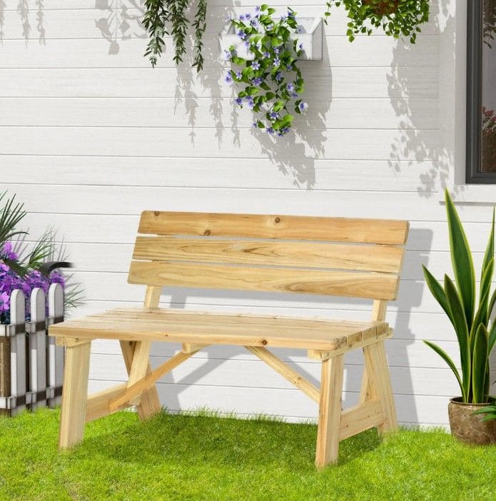 4goodz Stevige Tuinbank 2-zits Hout met Rugleuning 116x56 cm - Bruin