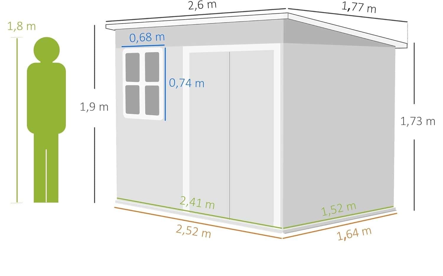4goodz Metalen Tuinschuur - Raam en Deuren - 177x260x190 cm - Groen