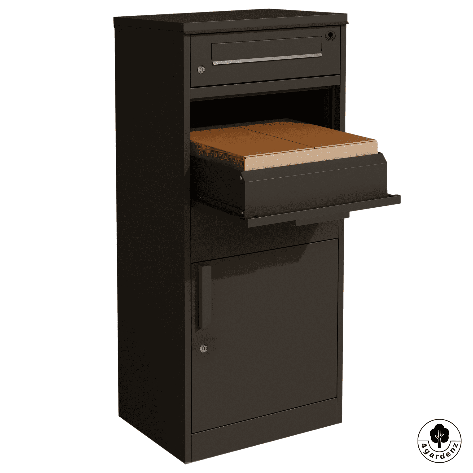 4gardenz Pakketbrievenbus met apart Postvak - Anti-diefstal - Staande Pakketbox - Zwart