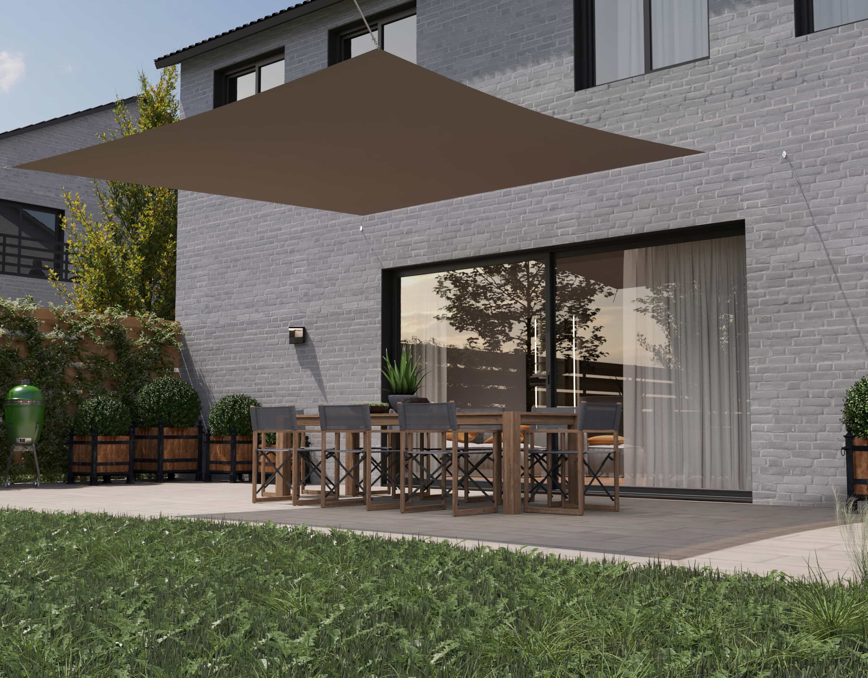 hanSe® Schaduwdoek Vierkant Waterdoorlatend 3,6x3,6 m Zonnedoek Taupe