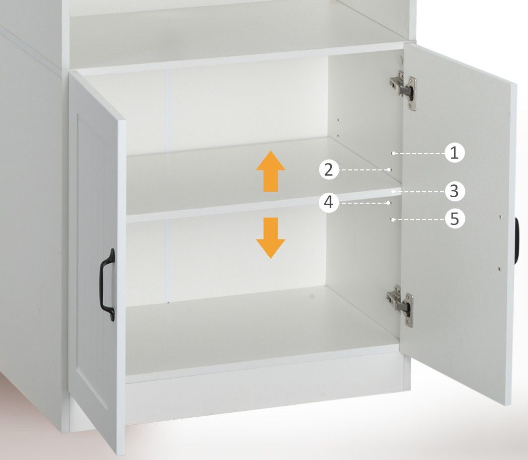 Keukenkast Voorraadkast Hoog met 2 open planken 40x70x170 cm - Wit