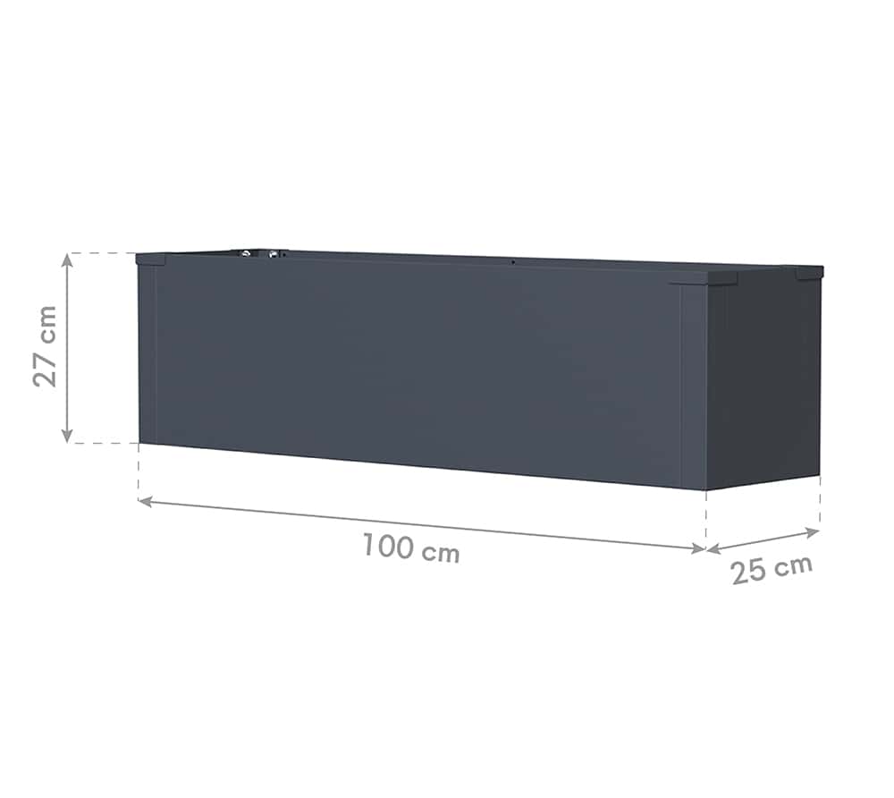 Westmann Talus M - Metalen Plantenbak met bodem 100x25x27 cm - Antraciet