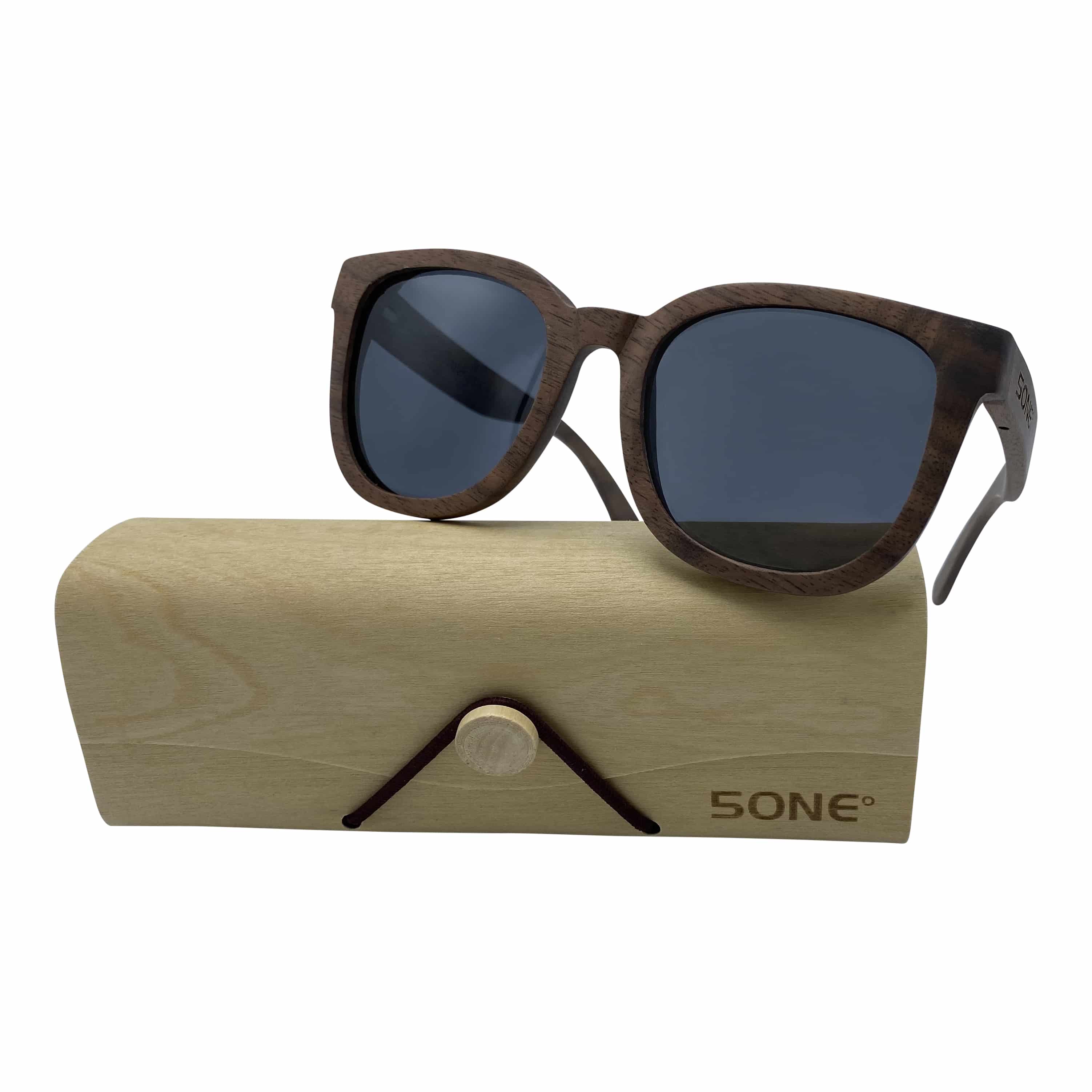 5one® Rome Walnut zonnebril met grijze lens - houten dames zonnebril
