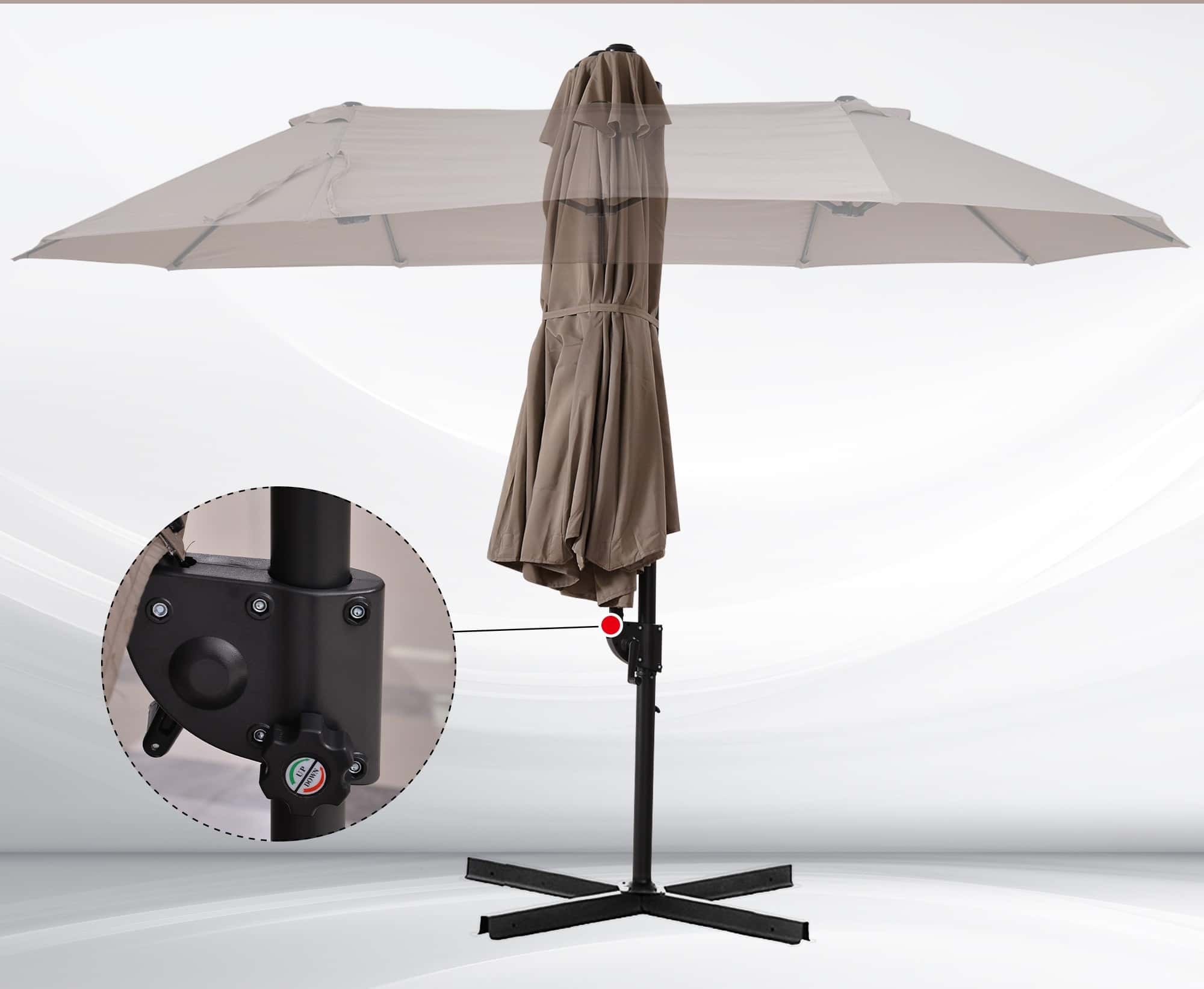 4goodz Zweefparasol XL 270x 440 cm - Taupe 4goodz Zweefparasol XL 270x 440 cm - Taupe