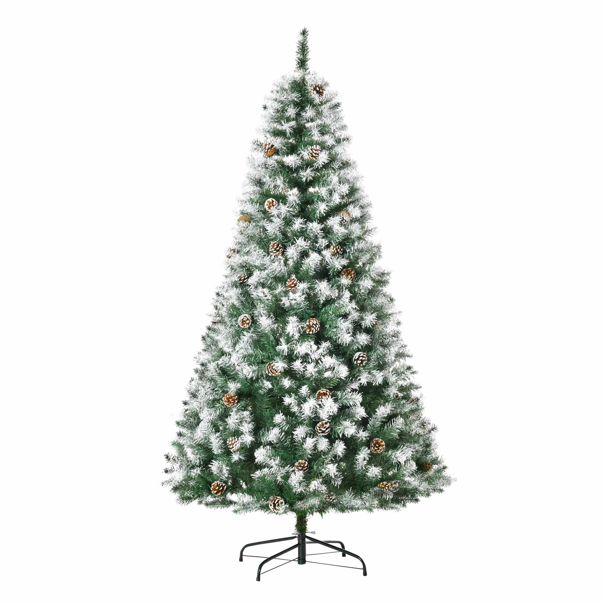 4goodz Kunstkerstboom 800 takken 61 dennenappels sneeuwtoppen- 180 cm