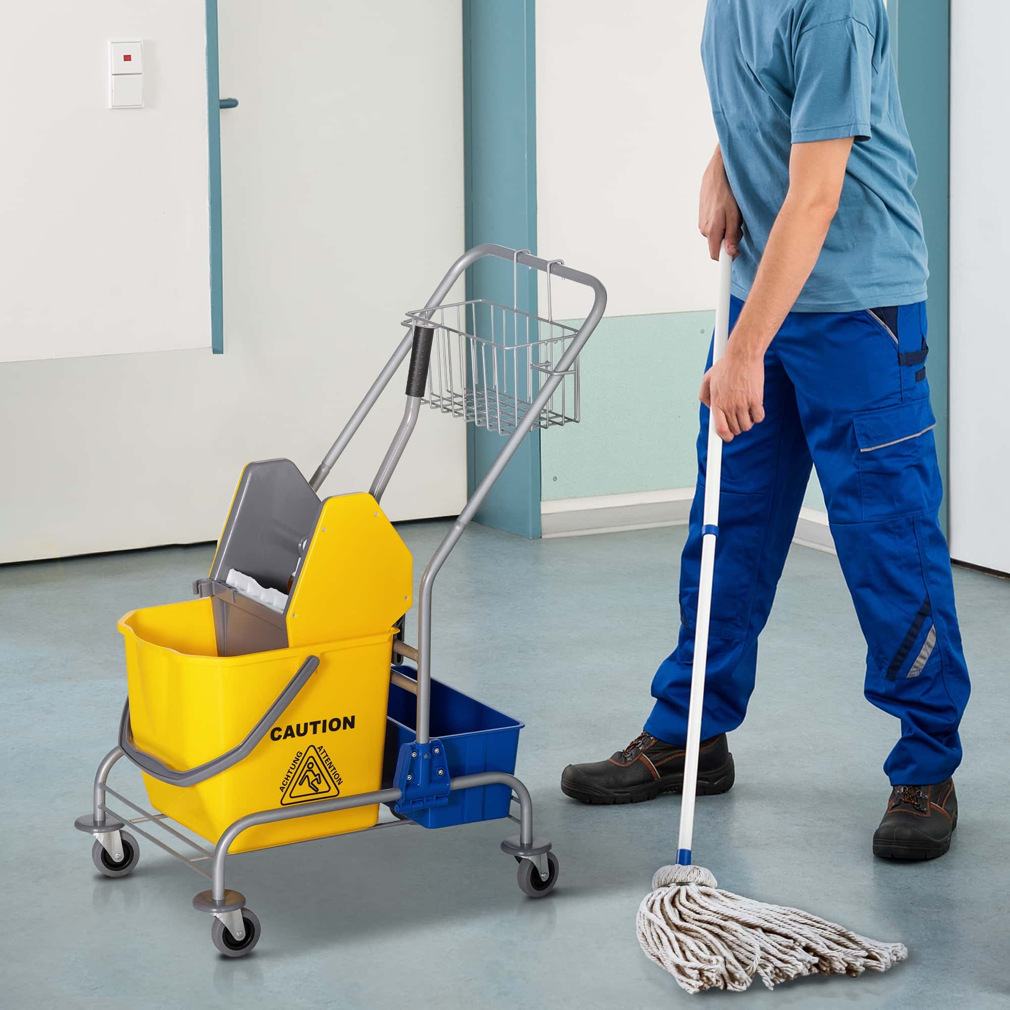 4goodz Schoonmaakwagen Rolemmer met Wringer op Wielen - 26 Liter