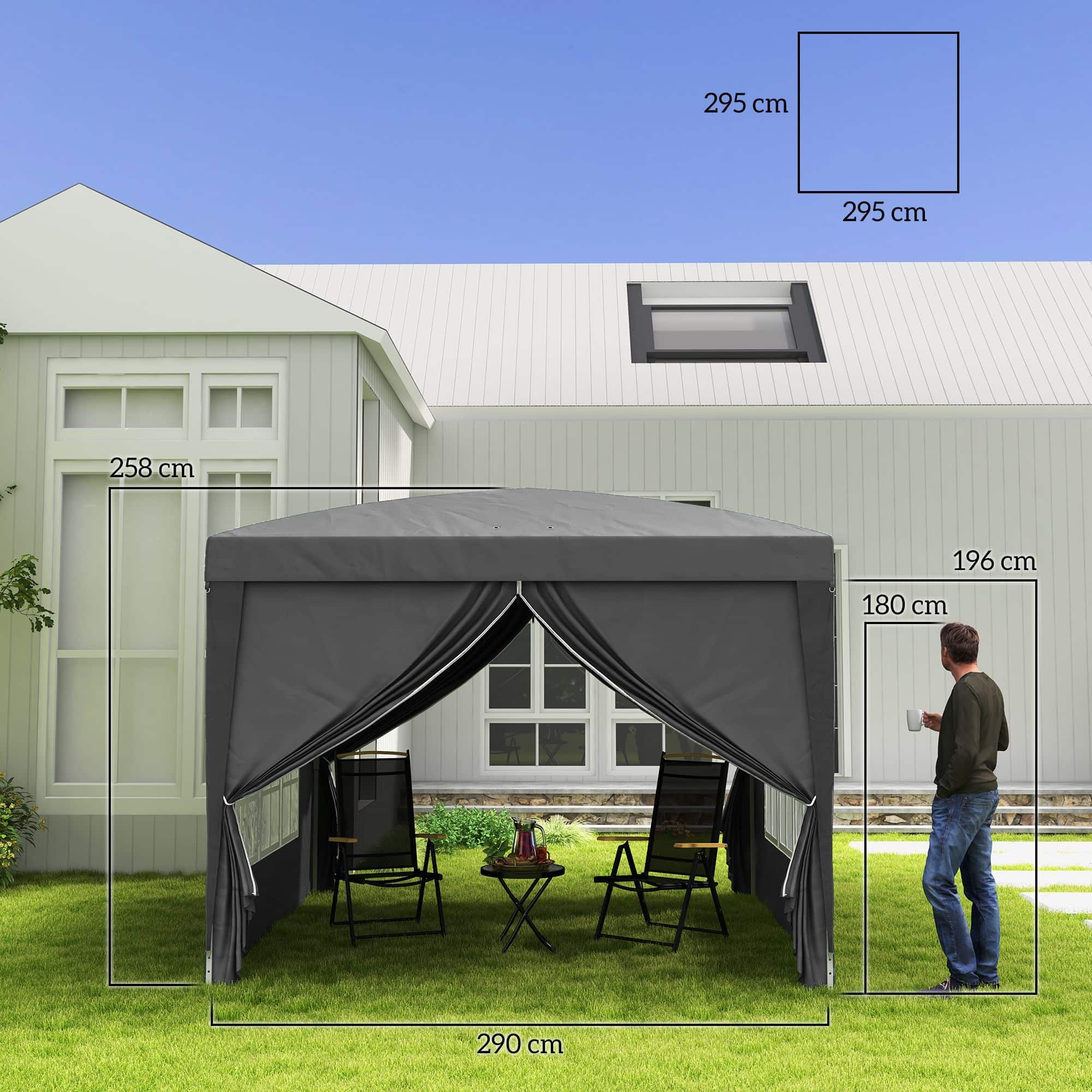 4goodz Partytent 3x3 m - Opvouwbaar met 4 Zijwanden - Grijs 4goodz Partytent 3x3 m - Opvouwbaar met 4 Zijwanden - Grijs
