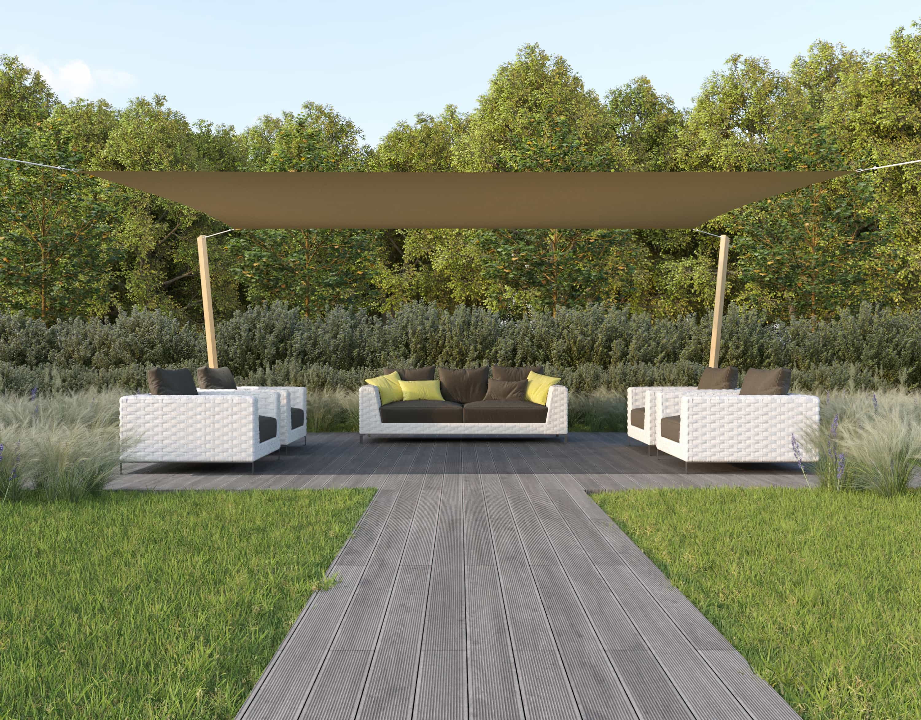 hanSe® Schaduwdoek Vierkant Waterdoorlatend 5x5 m Zonnedoek Creme