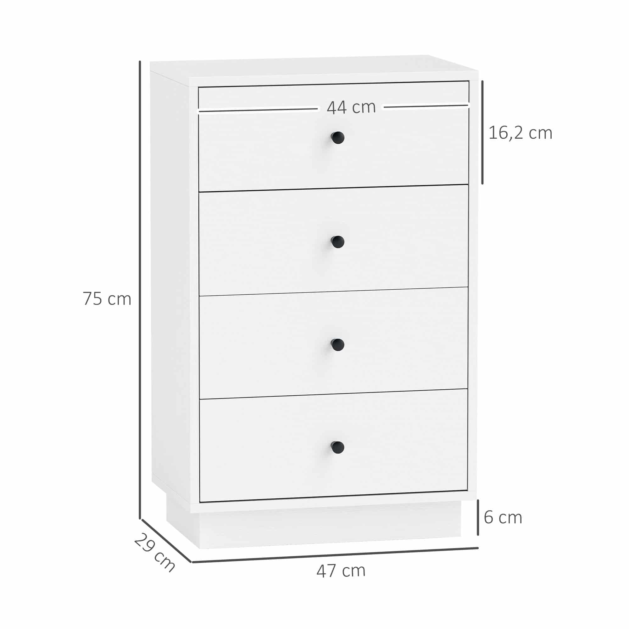 4goodz Ladenkast met 4 Laden 29x47x 79 cm - Wit
