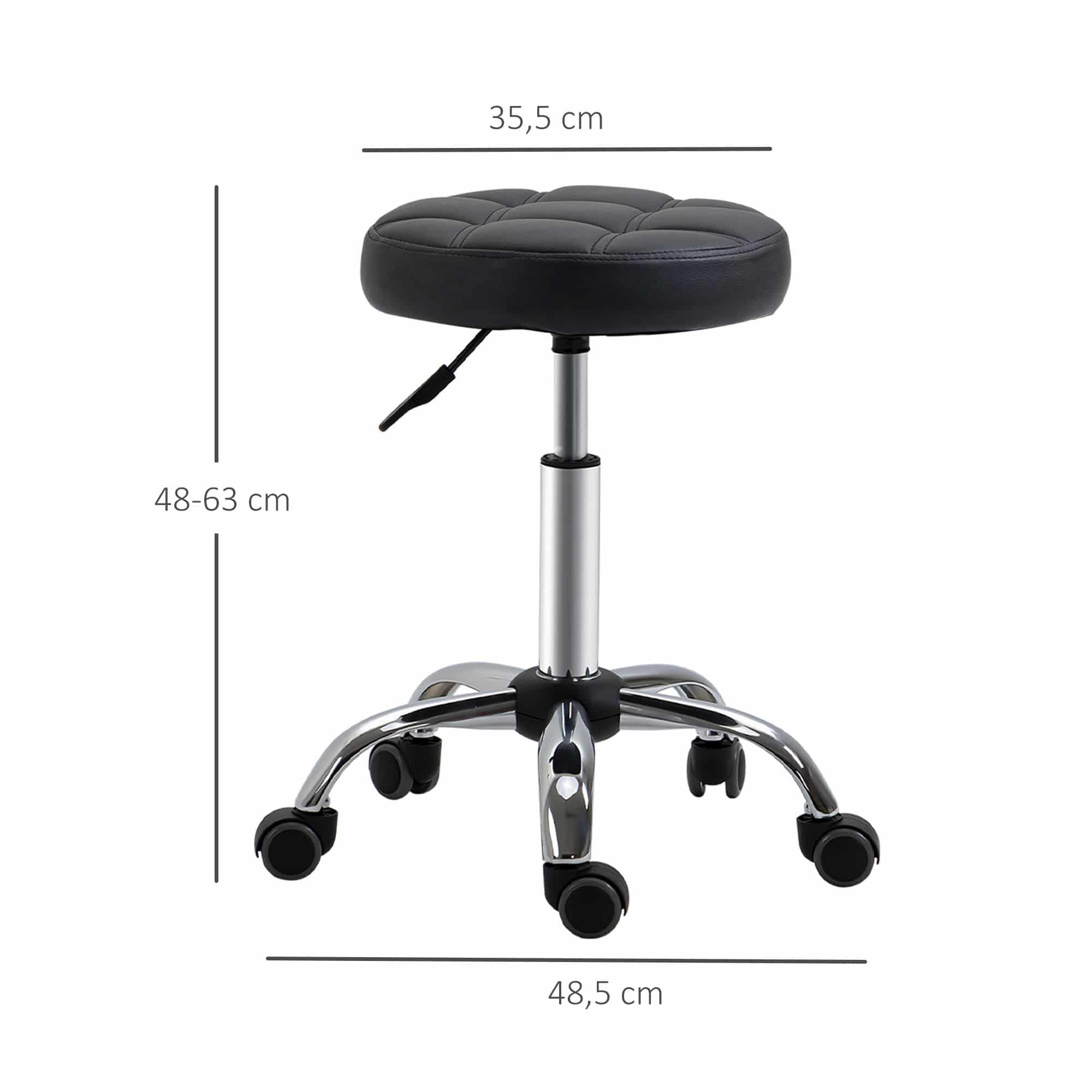 2 stuks Ergonomische Rolkruk Hoogte Verstelbaar 51-67cm - Zwart
