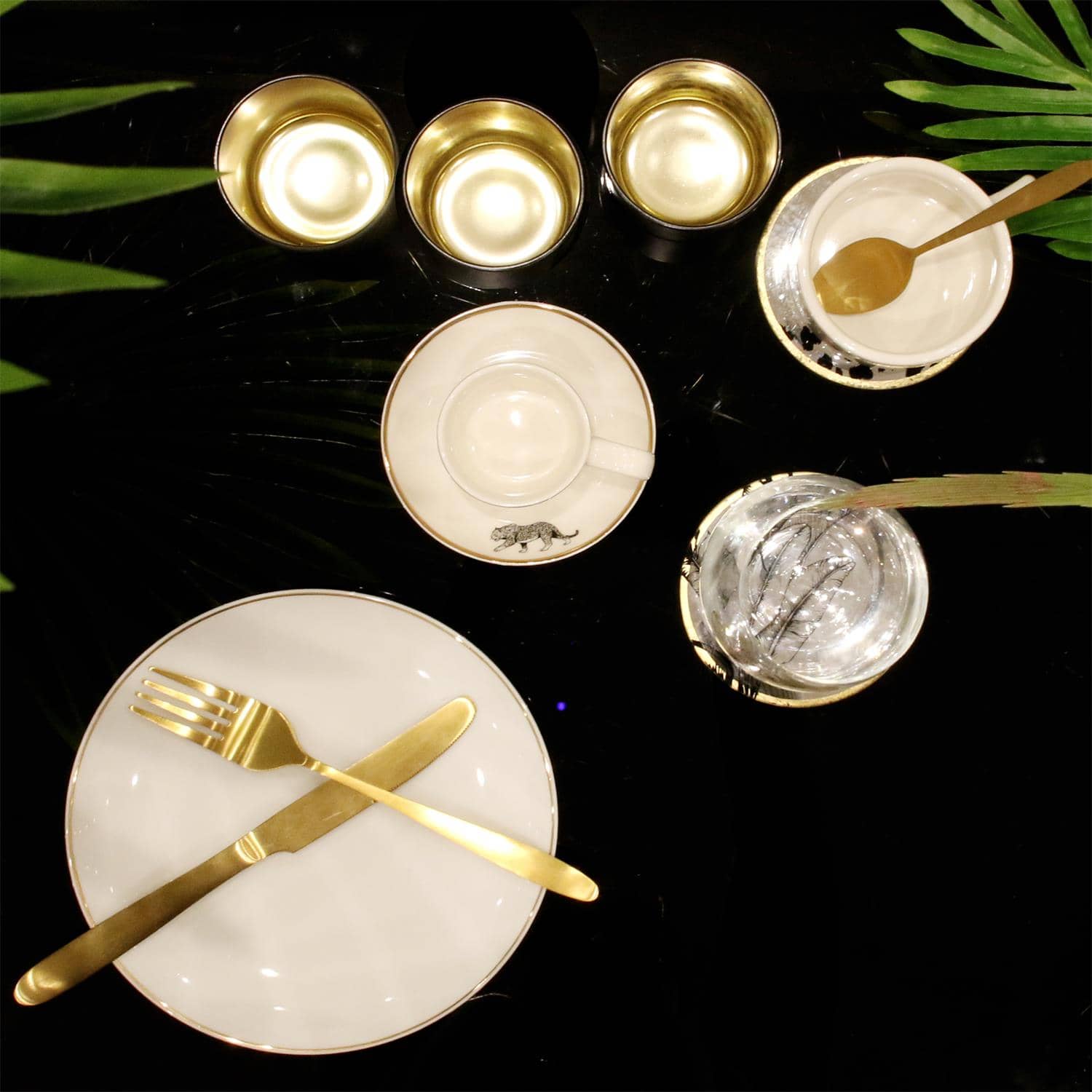 4goodz Classic Ontbijtbord Set van 6 Porselein 20 cm - Wit Goud rand