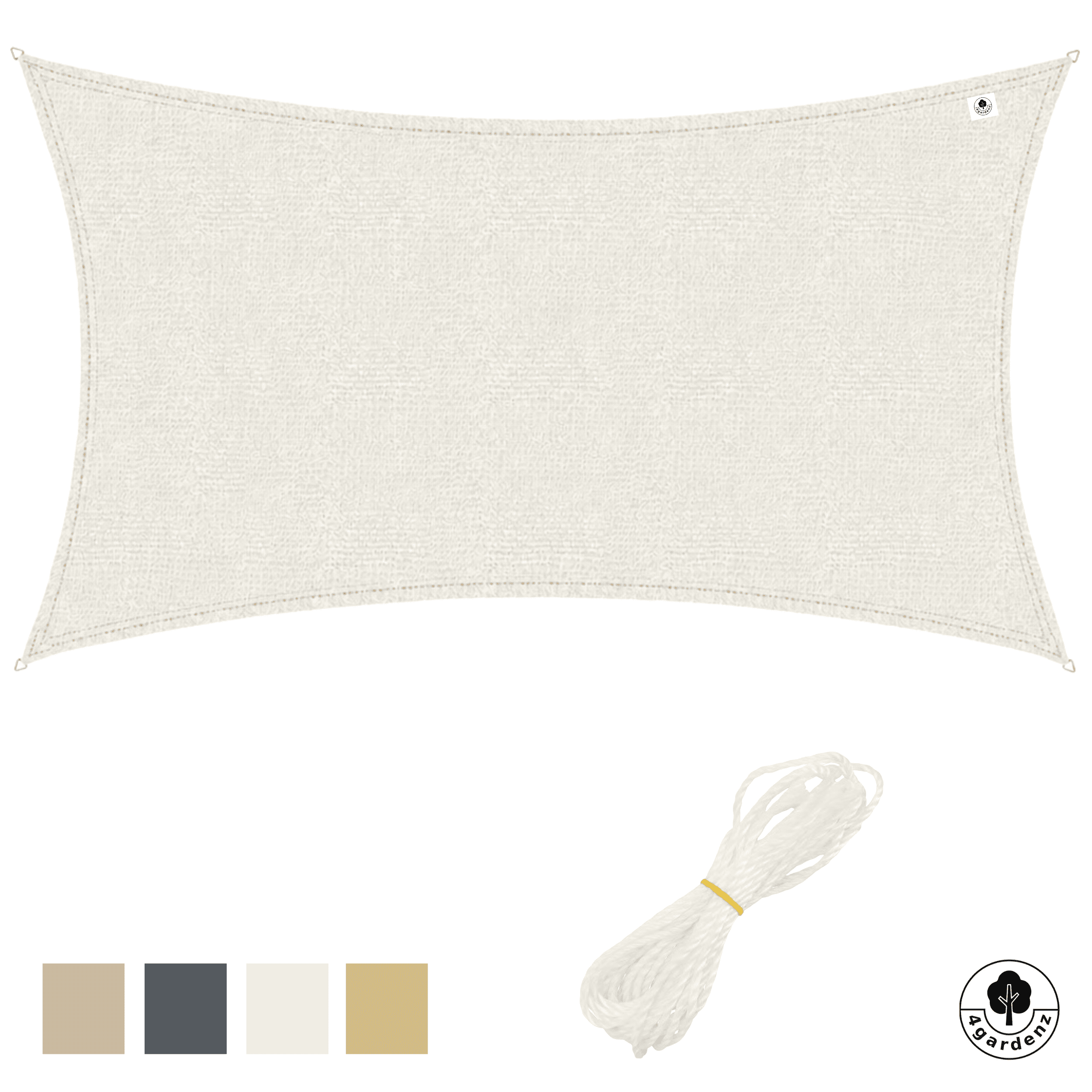 4gardenz Schaduwdoek Waterdoorlatend Rechthoek 5x6 mtr - Crème