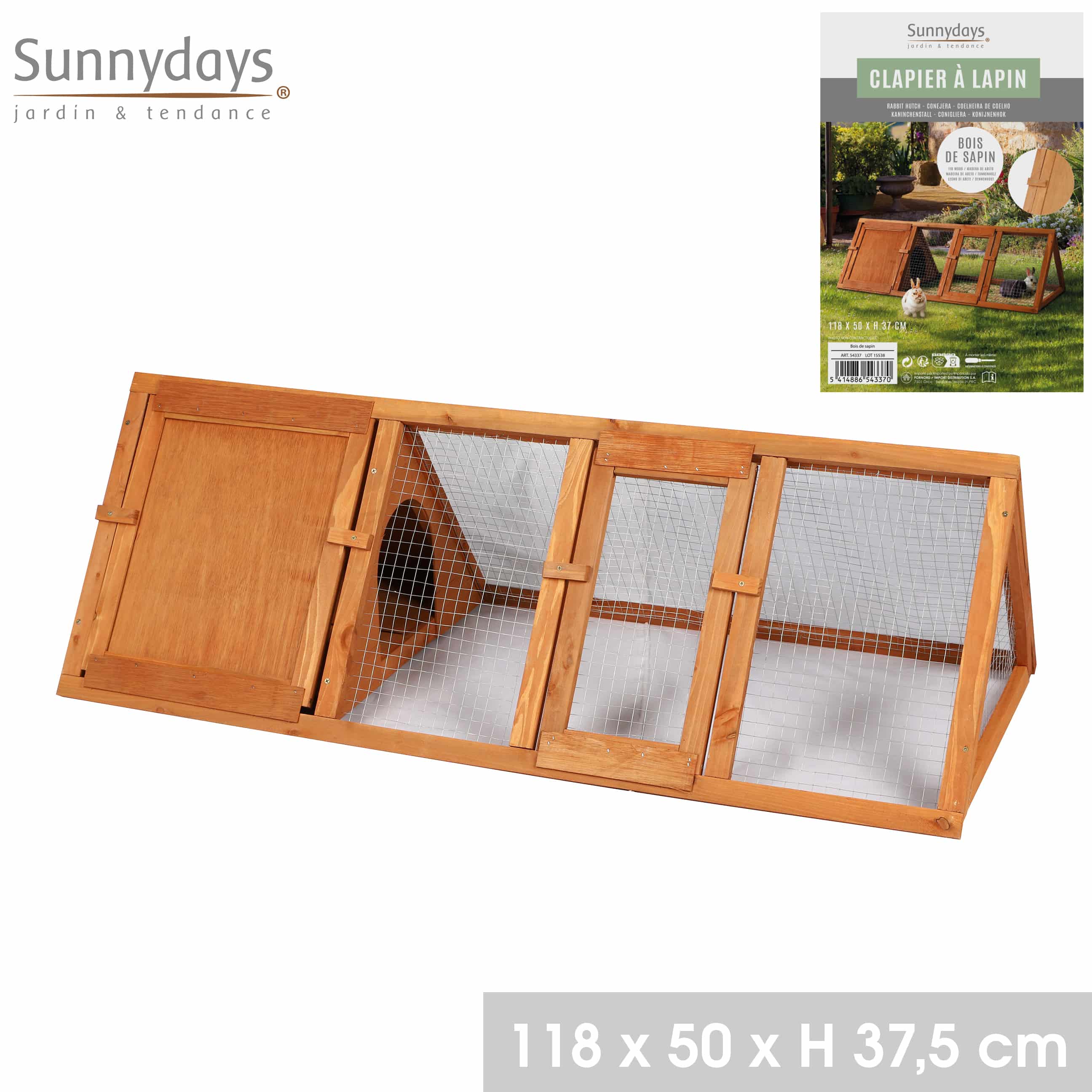 Sunnydays Konijnenren hout 118x50x37 cm -Bruin
