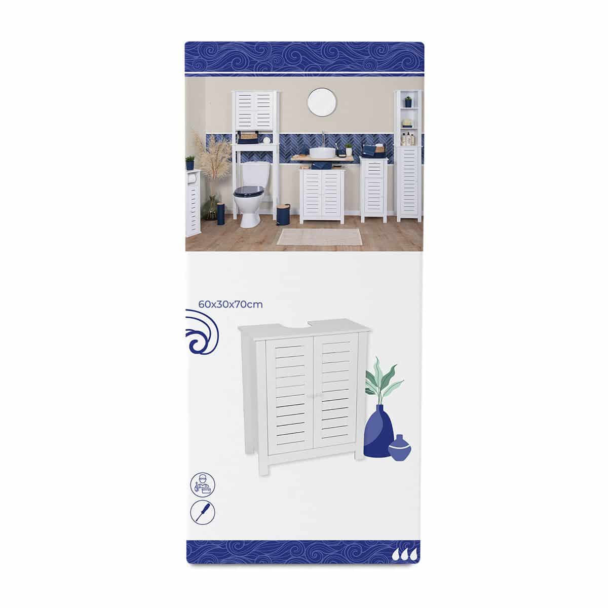 Badmeubelset Santorini - Combinatieset Wastafelonderkast + Kolomkast - Wit