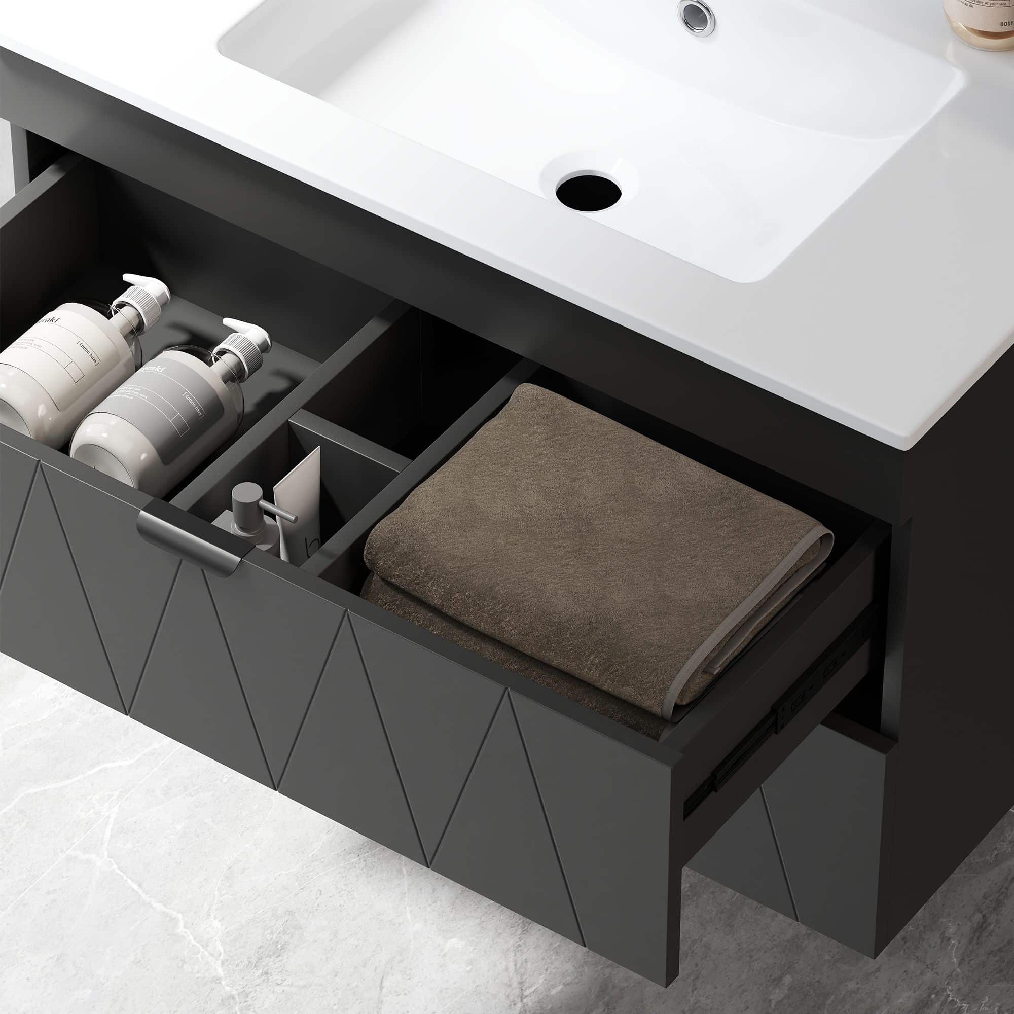 4goodz Hangende Wastafelonderkast met Wastafel Soft-Close - Zwart