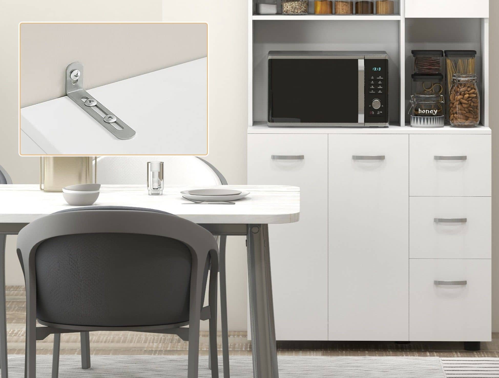 Tijdloze Keukenkast Voorraadkast Extra Groot 40x89x168 cm - Wit