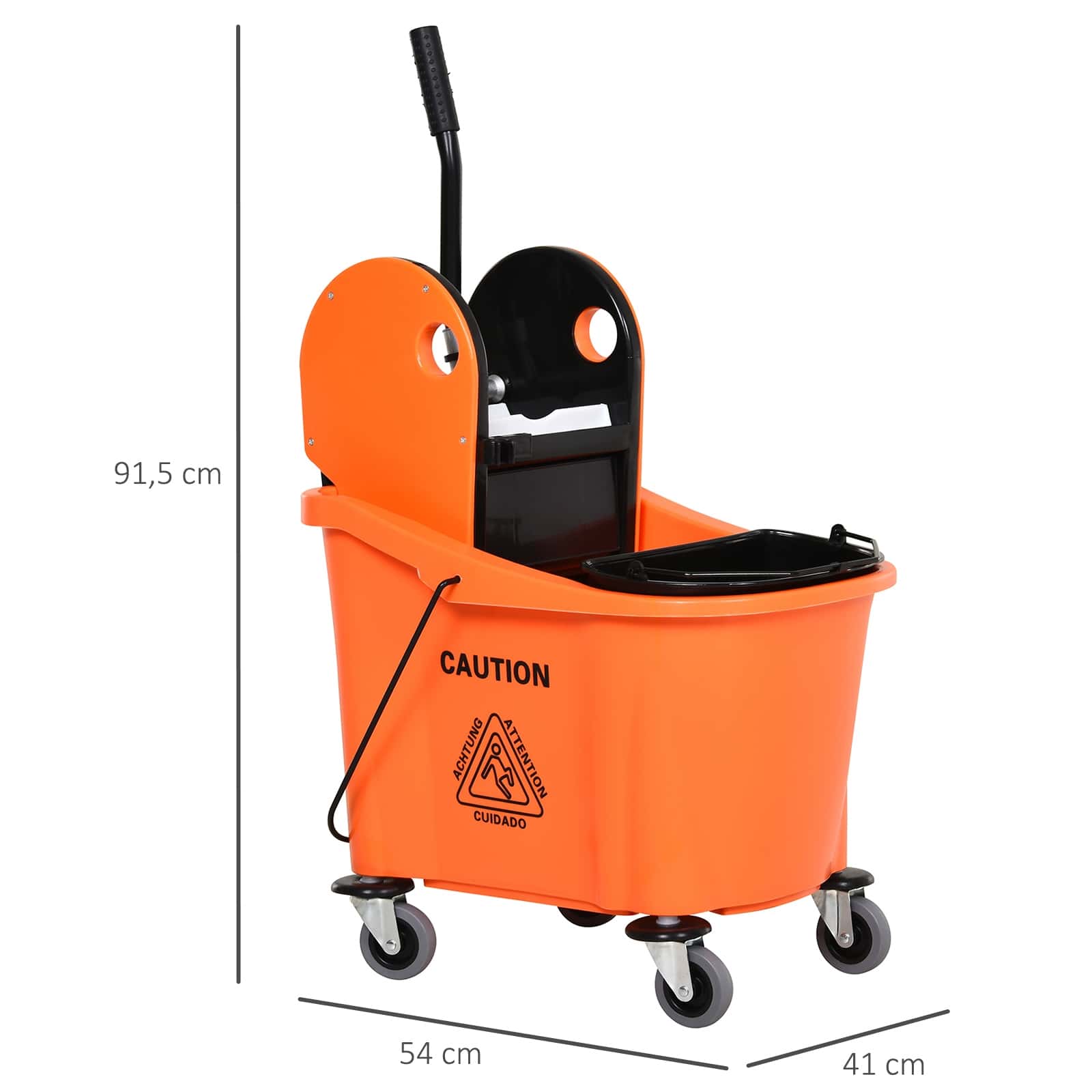 4goodz Schoonmaakwagen Rolemmer - Wringer op Wielen - 36 Ltr - Oranje