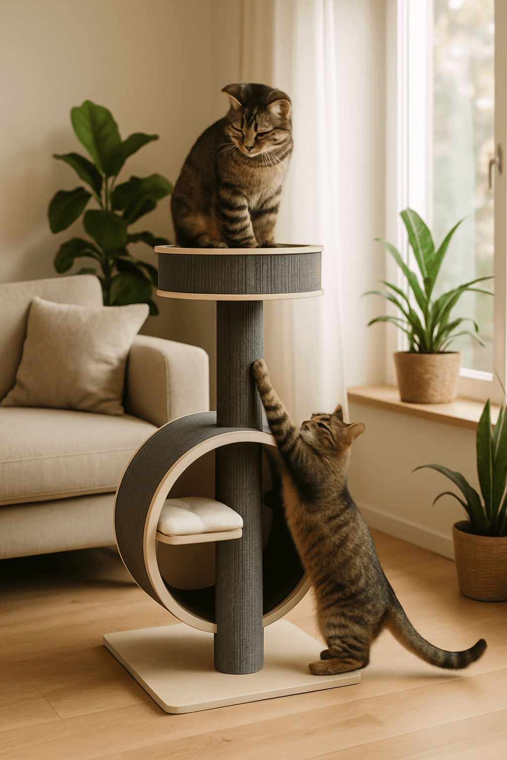 4animalz® Stabiele Krabpaal met katten Loopwiel - 106 cm hoog