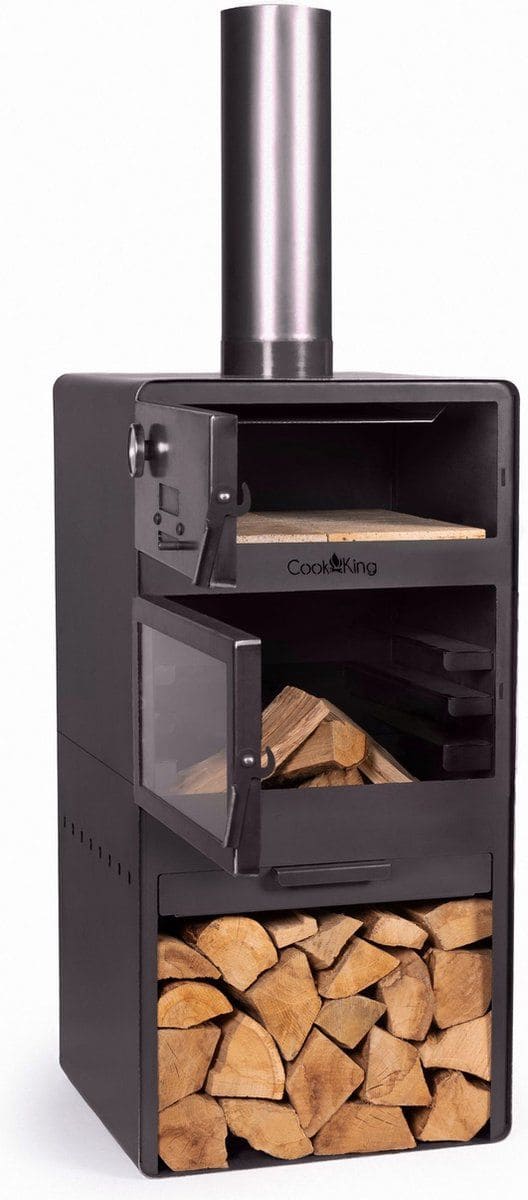 CookKing Tuinhaard Vento met Pizza-oven - Hoge Kwaliteit - Handgemaakt in Europa - 50x50x150 cm
