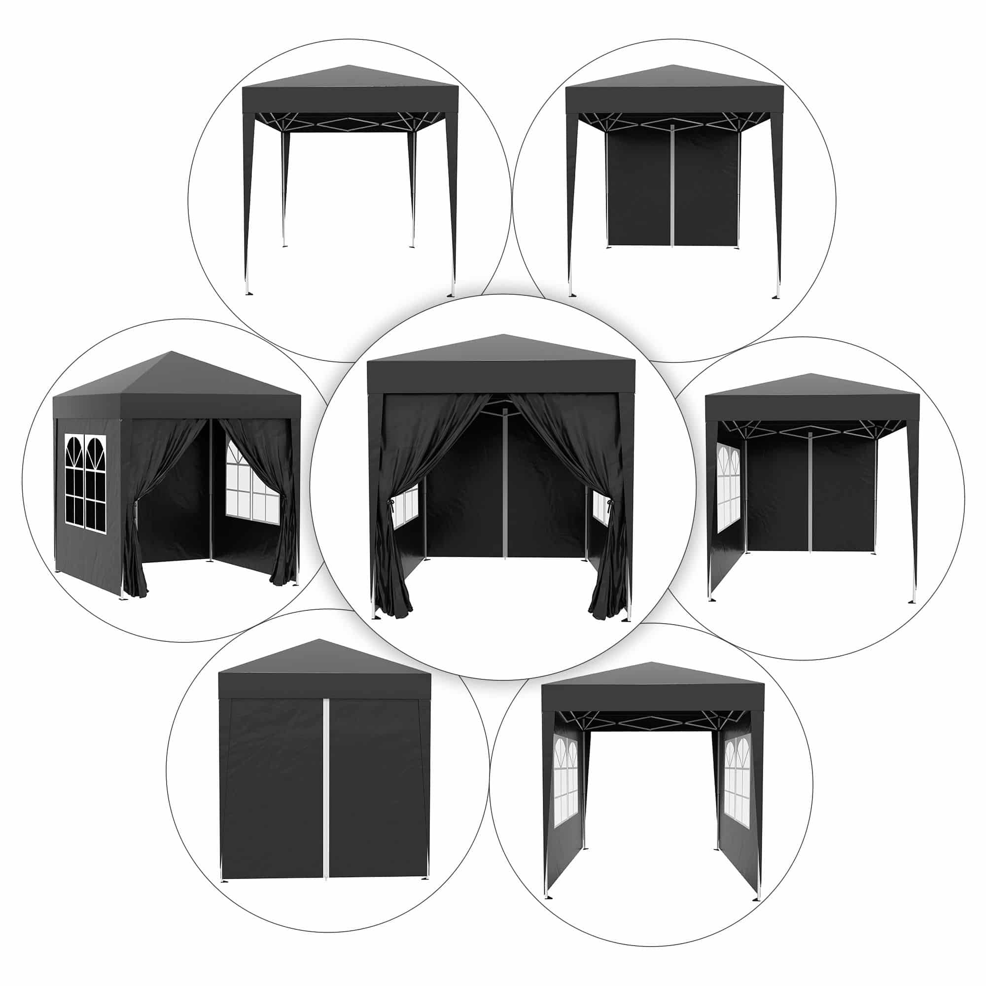 4goodz Partytent 3x3 m - Opvouwbaar met 4 Zijwanden - Zwart