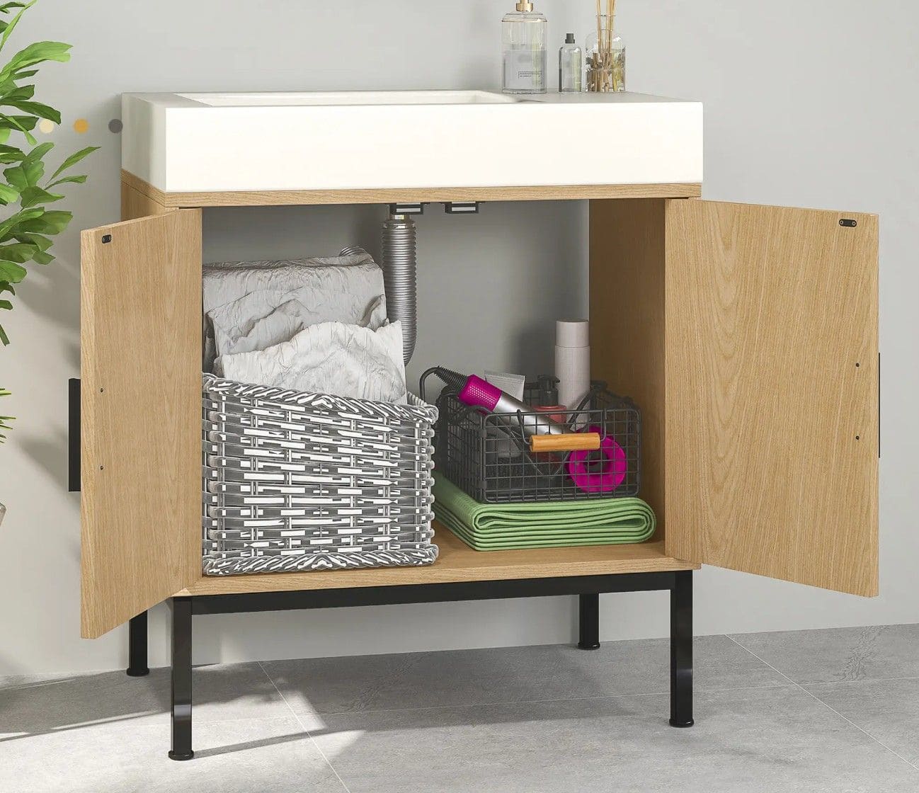 Wastafelonderkast met Uitsparing Boho-design - 60 cm hoog
