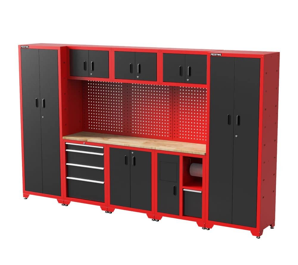 Feistos Juno 15 Gereedschapswand Hoog - 330 x 46 x 198 cm - Zwart/Rood